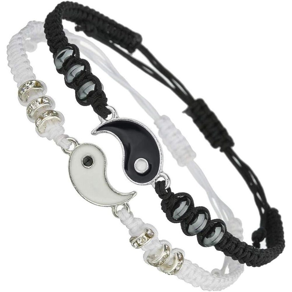 (2-tlg) Verstellbare Lubgitsr Yin Schnur Matching 2 Charm-Armband Armband, Yang Bangle Freundschaft