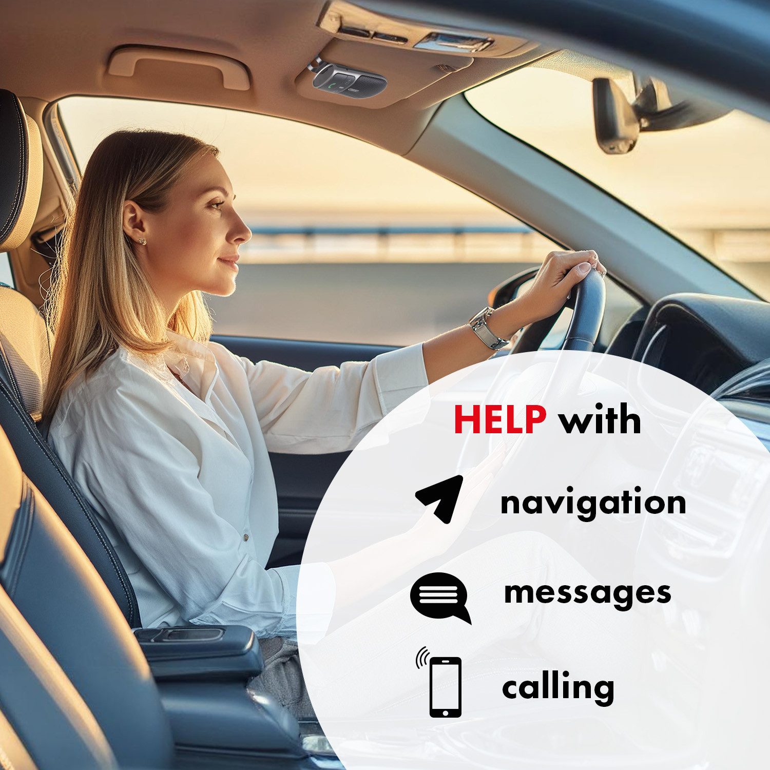 Audiocore AC480 Bluetooth 5.0-Freisprecheinrichtung für das Auto Auto-Lautsprecher (A2DP, 2-W-Lautsprecher, Google, Siri) – Bild 3 von 5