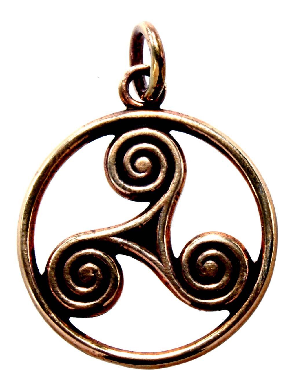 Dreier Triskelen Triskele Spirale Bronze Kiss of Kettenanhänger Anhänger Amulett Leather Triskel Kelten