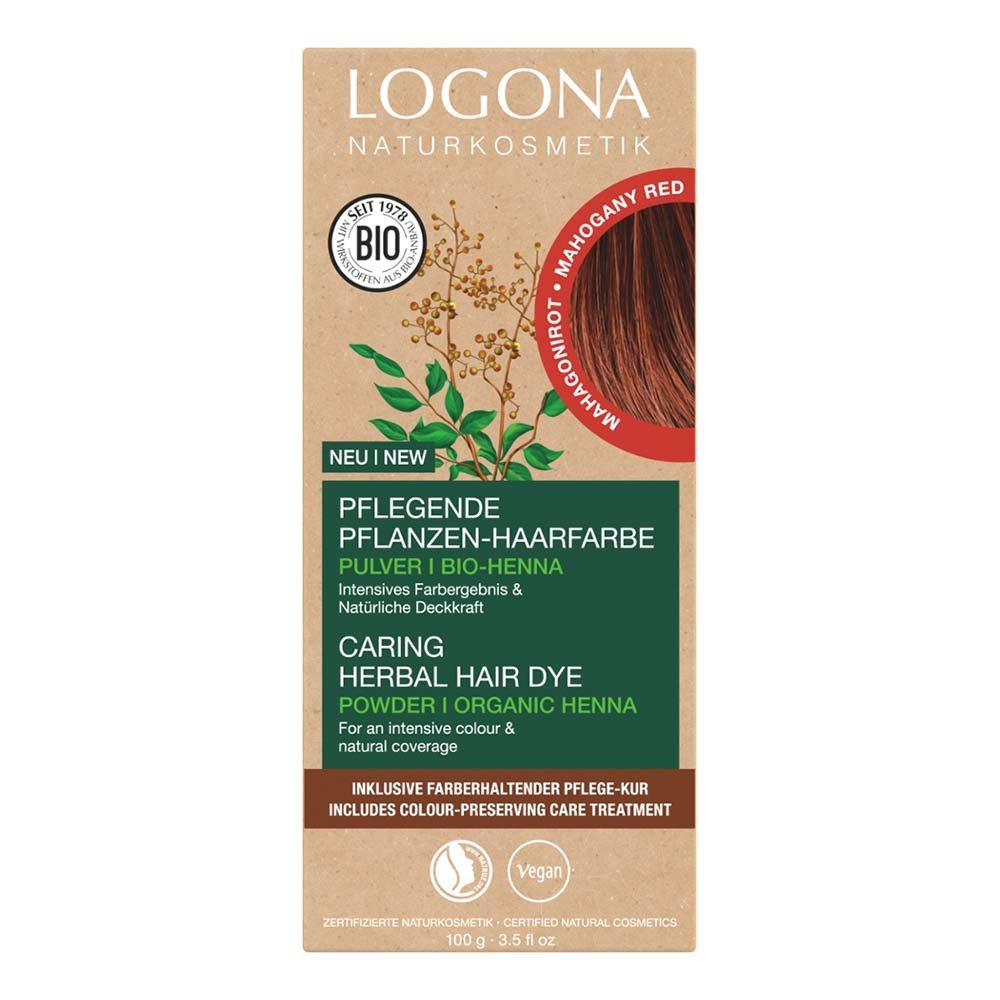LOGONA Haarfarbe Pflegende Pflanzen-Haarfarbe Pulver - Mahagonirot 100g