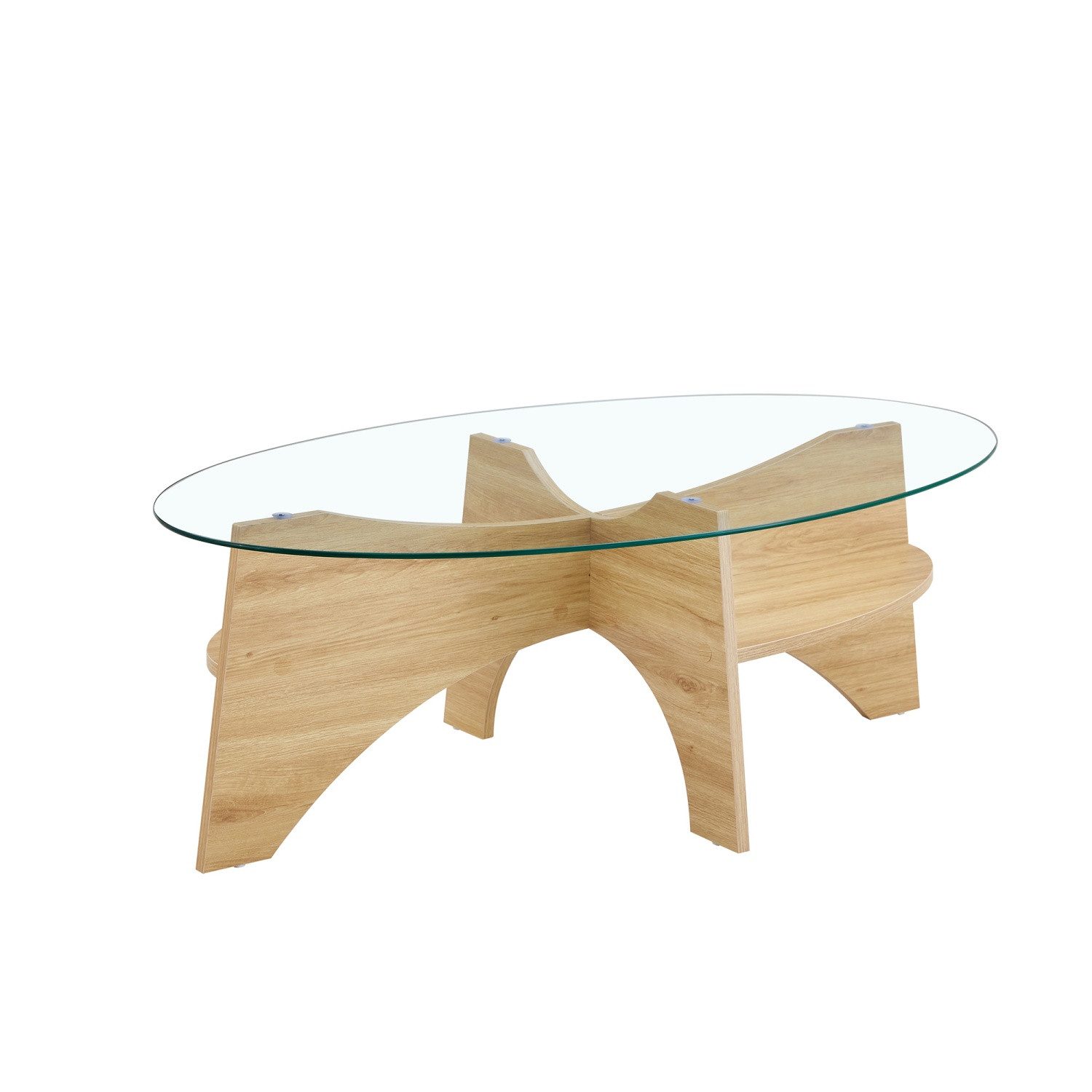 Couchtisch Moderner Couchtisch Glas Oval, Beistelltisch Wohnzimmertisch