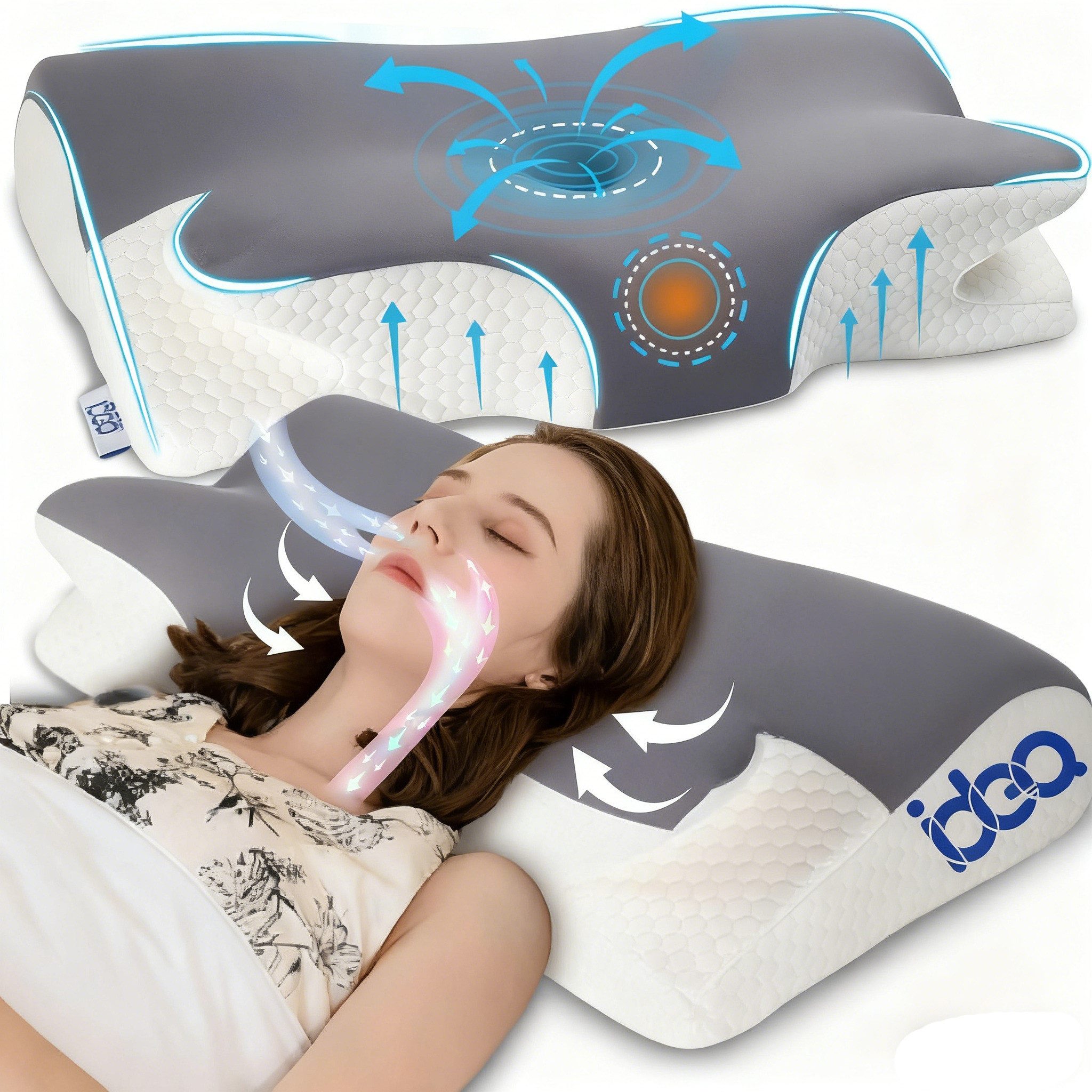 Esun Nackenstützkissen Nackenstützkissen, Подушки Memory Foam, Подушки Seitenschläferkissen, Füllung: Memory Foam, Seitenschlafer, Rückenschlafer, Bauchschlafer, Set, Подушки vom OEKO-TEX® und CertiPUR Getestet, für Seiten Rücken & Bauchschläfer, Nackenkissen