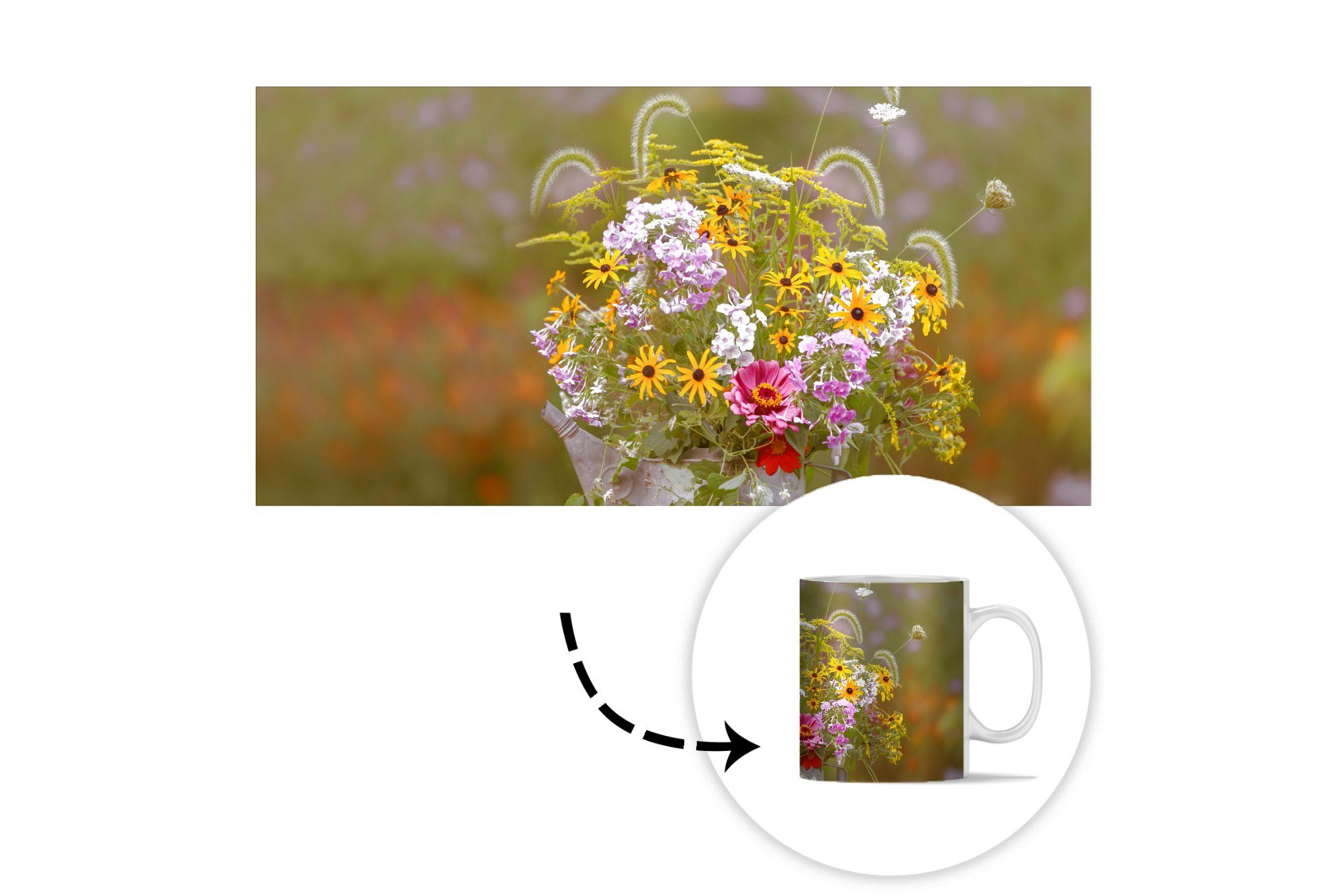 Teetasse, Kaffeetassen, Tasse MuchoWow Teetasse, Keramik, - Geschenk Gießkanne Becher, Blumen Farbe, -