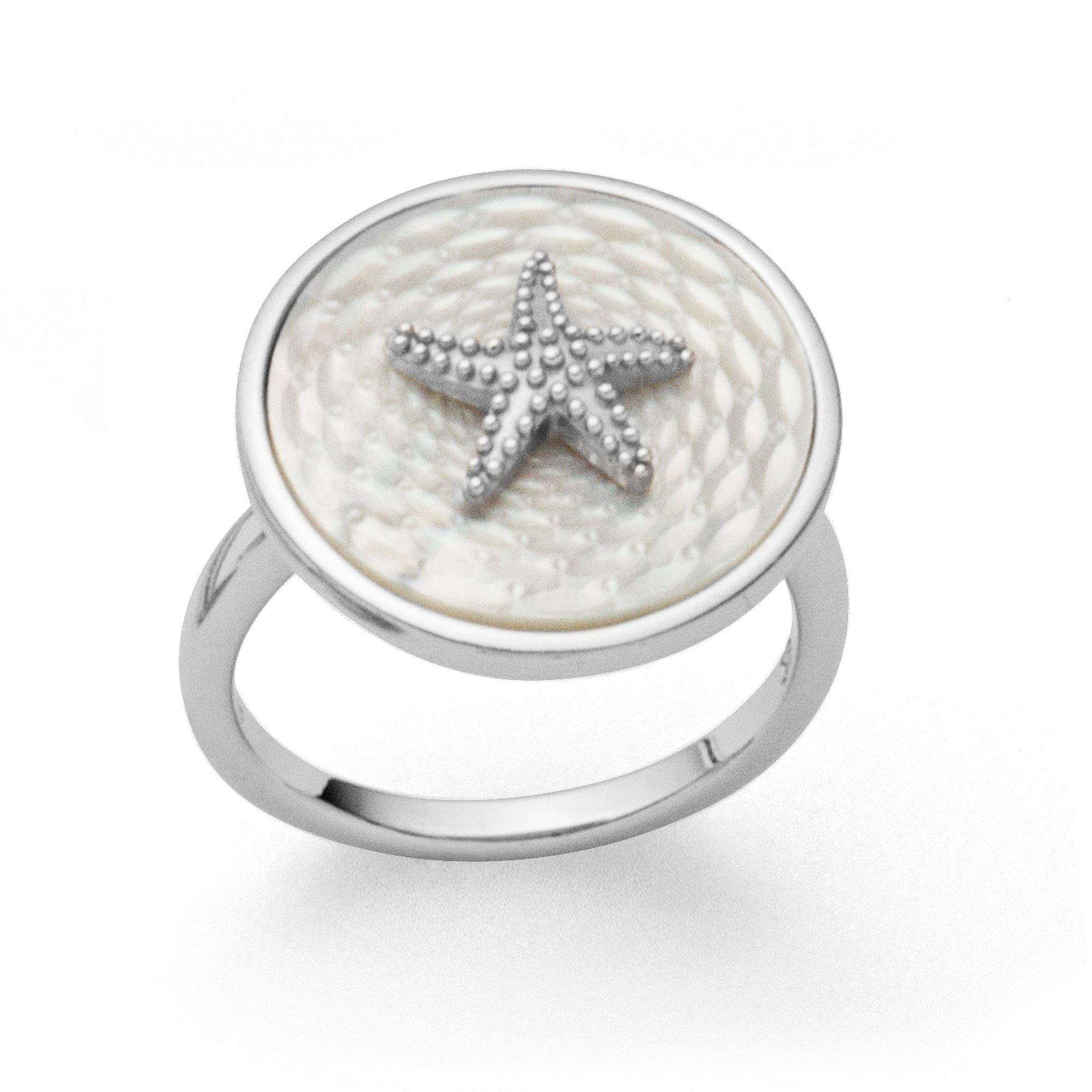 Fingerring DUR Schmuck: Ring "Seestern / Perlmutt" Silber mit Perlmutt R5136