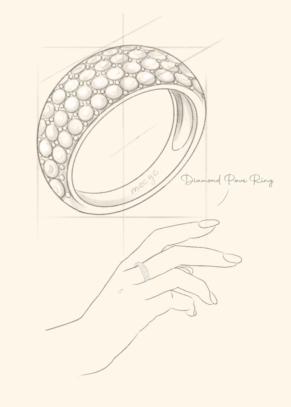 Meeye Diamantring Damenring mit synthetischem Diamanten, D/E VVS/VS, aus 585er Gold, Diamantring für Damen in Weißgold, Muttertagsgeschenk