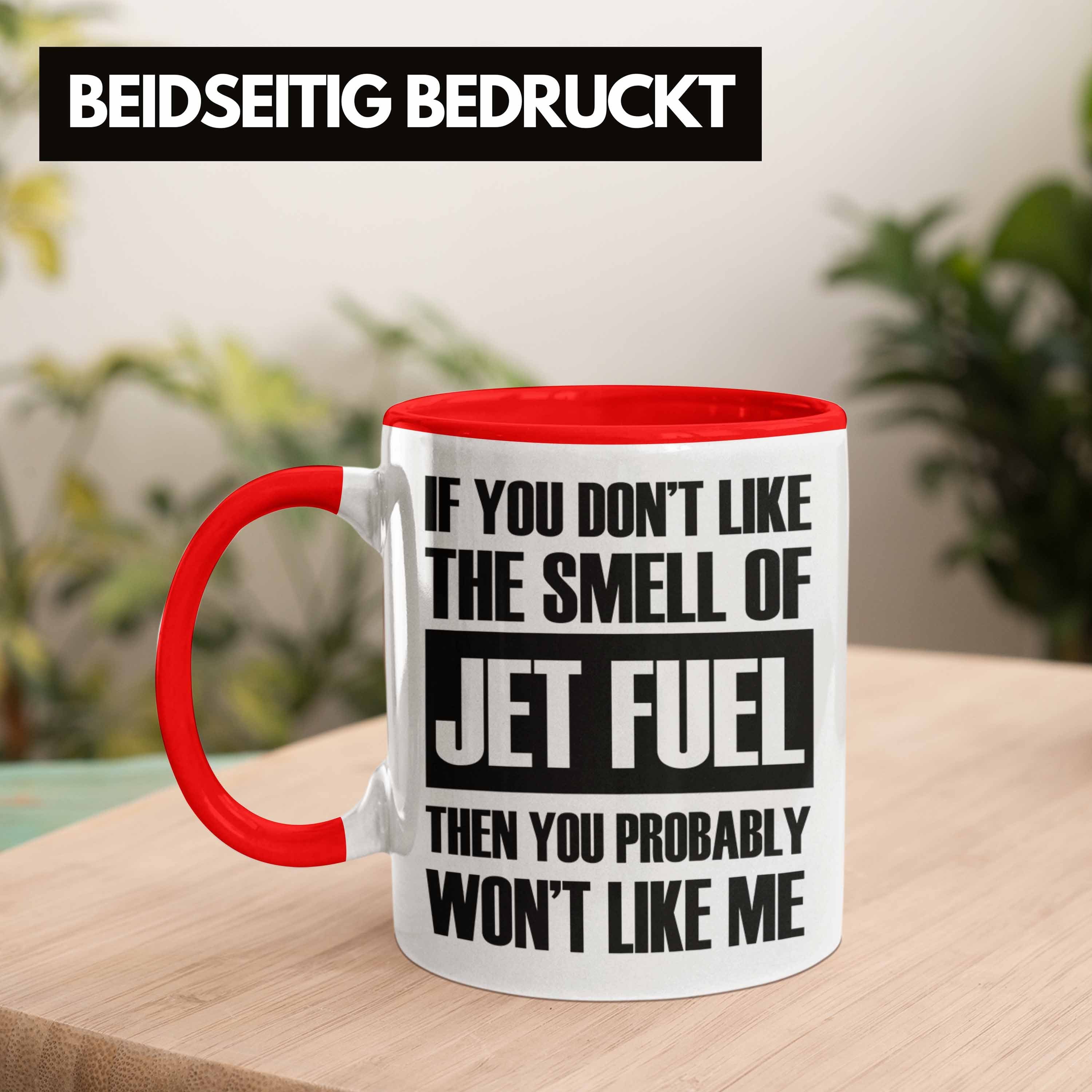 Trendation Tasse Jet Fuel Tasse Fluglotsen Geschenk Spruch für mit Rot