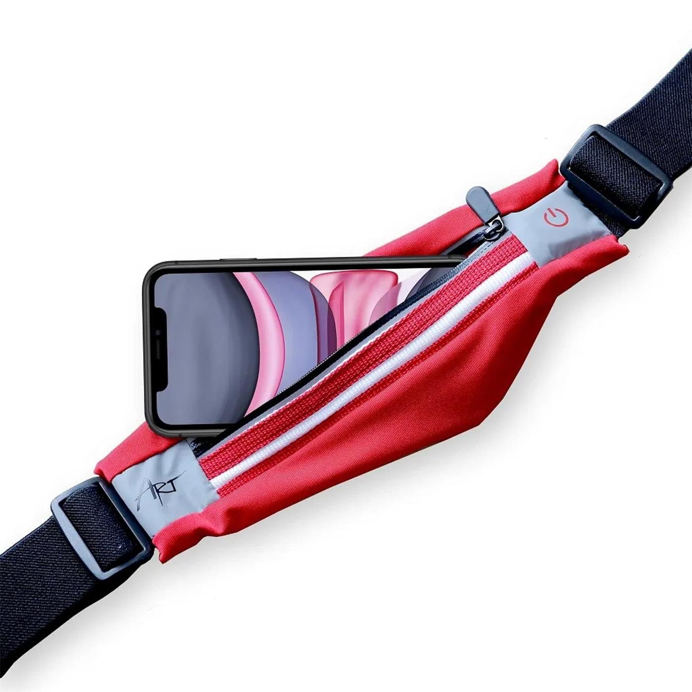 CoolGadget Handyhülle Sport Laufgurt Handytasche für iPhone, Samsung uvm bis 6,5 Zoll, Hülle Handy Jogging Gürteltasche mit LED Beleuchtung für Dämmerung