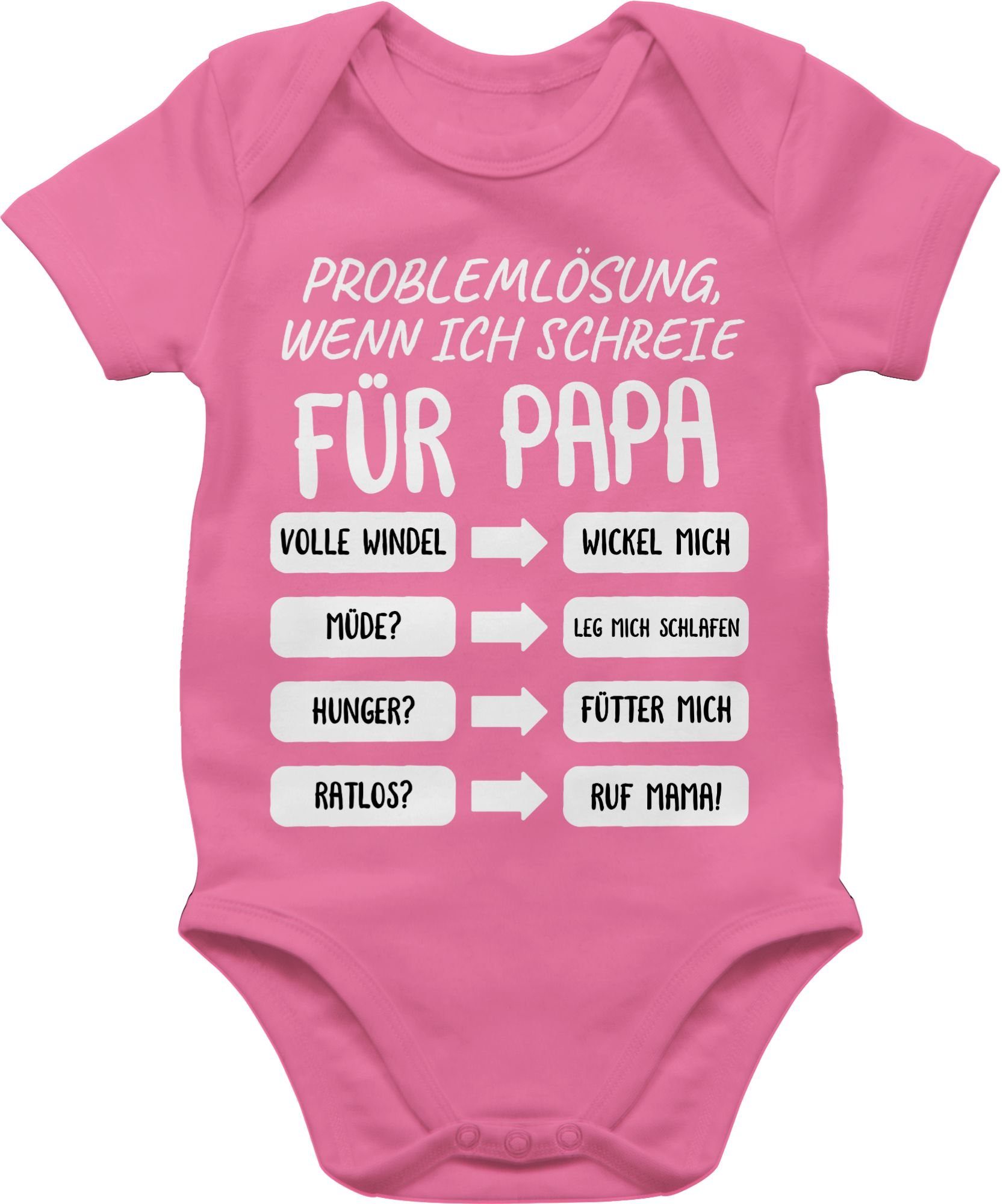 Shirtracer Shirtbody Problemlösung wenn ich schreie für Papa weiß Geschenk Vatertag Baby 2 Pink