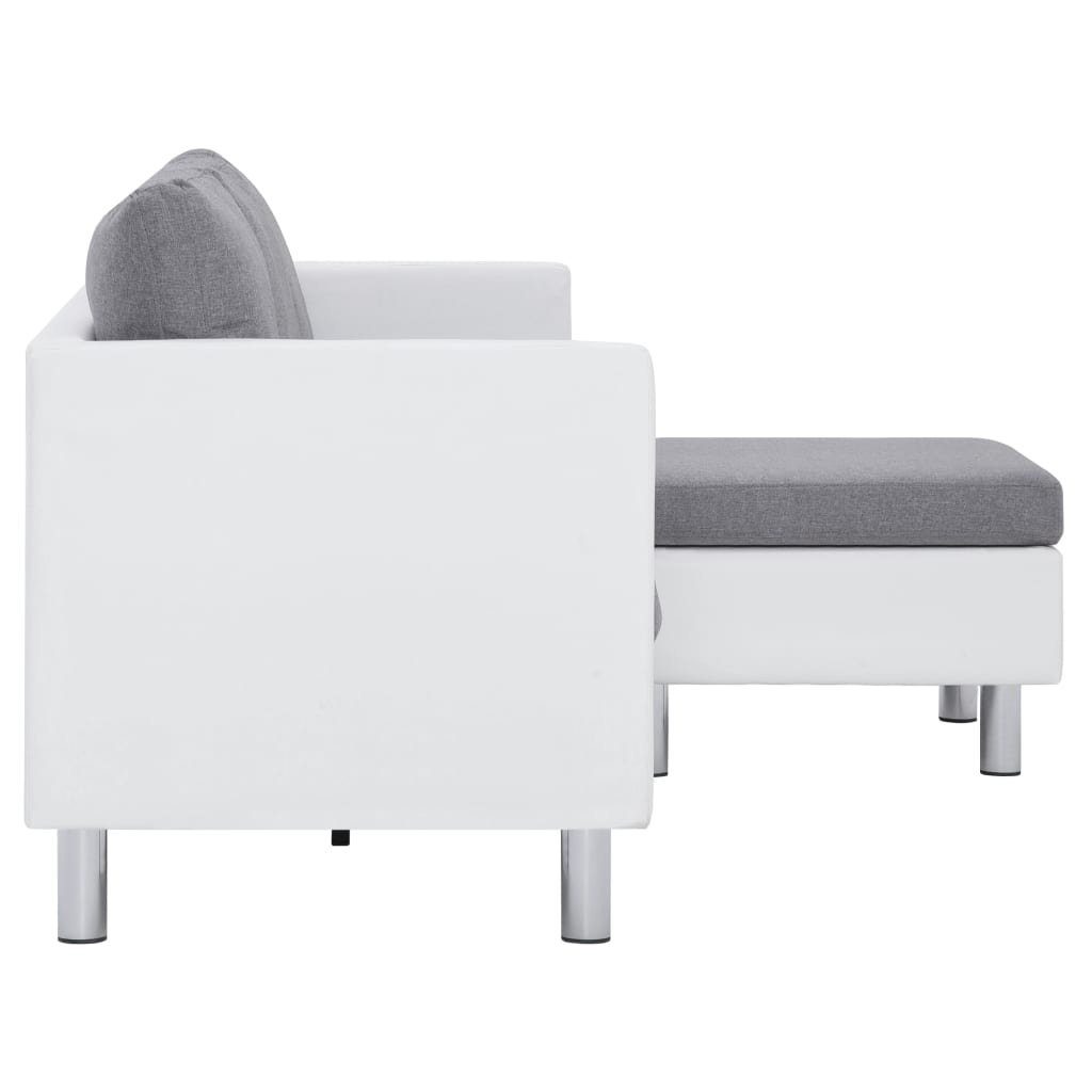 furnicato 3-Sitzer 3-Sitzer-Sofa Weiß mit Kunstleder Kissen