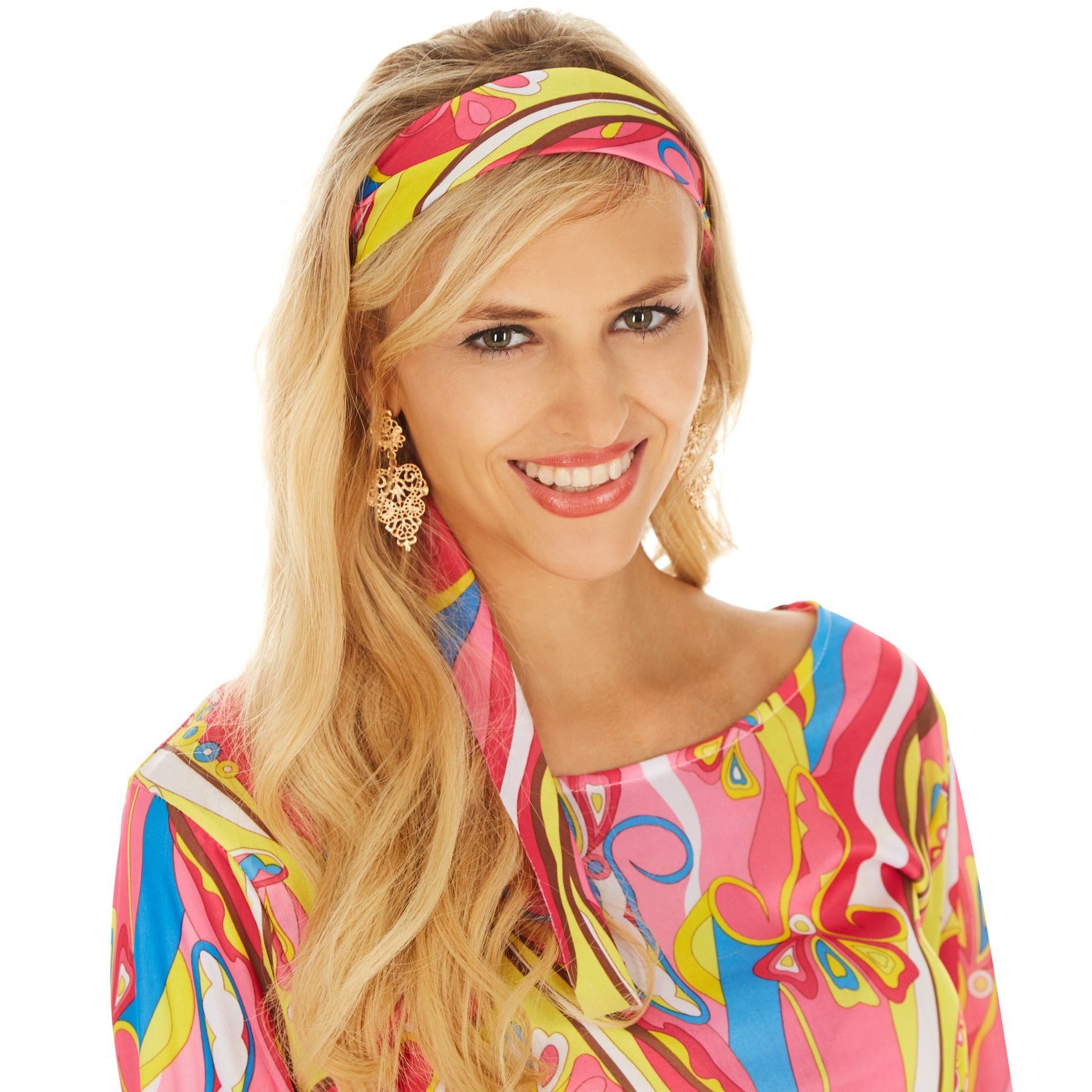 dressforfun Hippie-Kostüm Frauenkostüm Discostar, Farbenfrohes, kurzes Kleid