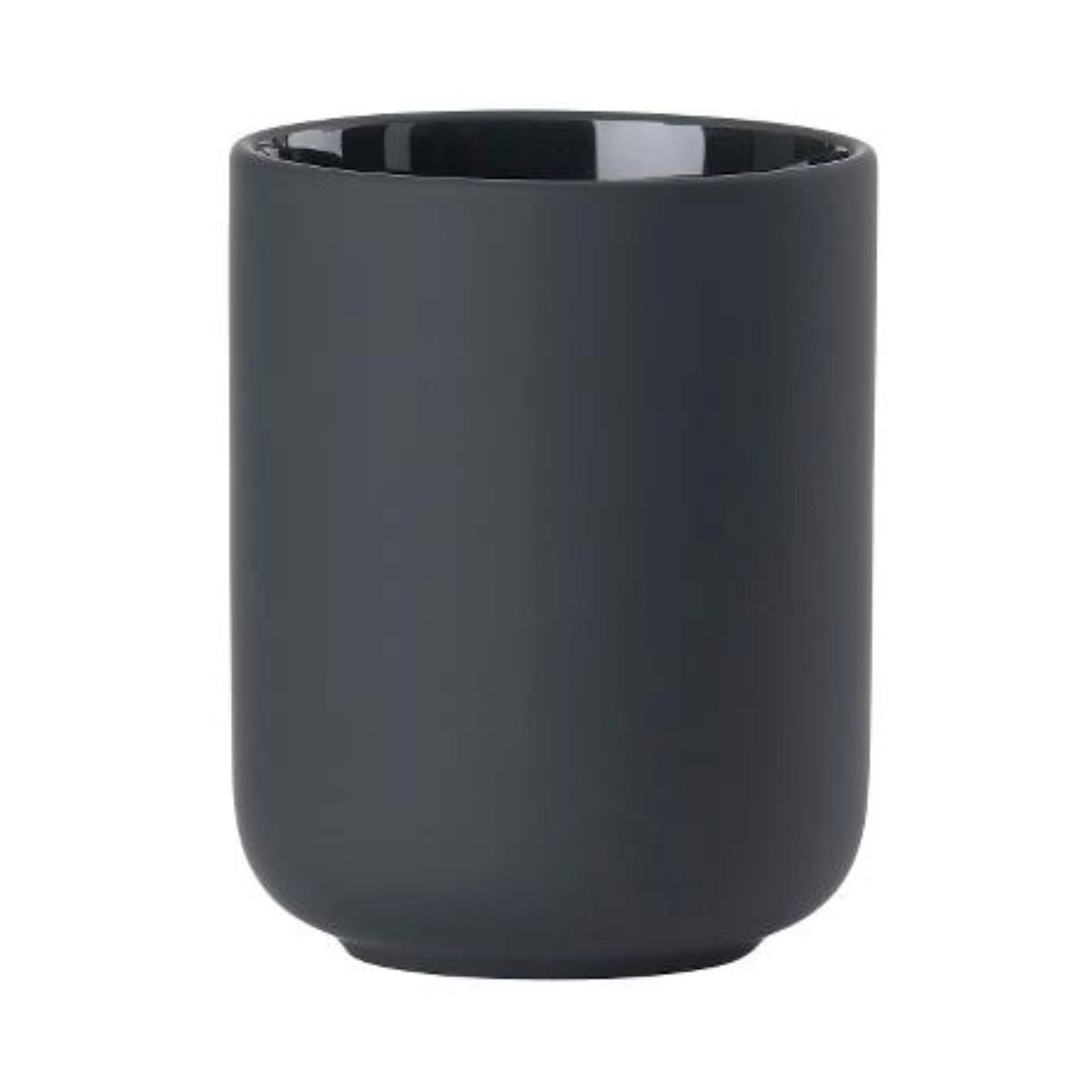 Zone Denmark Zahnputzbecher ZONE Zahnbürstenbecher UME Schwarz, Keramik mit Soft-Touch, (Stück)