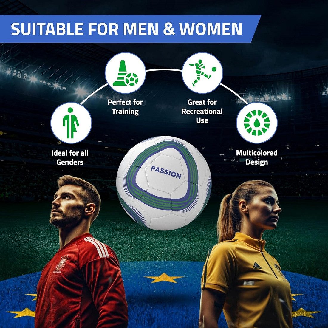 Rayo Football Passion Maschinengenähter Fußball Für Männer und Frauen (IN BOX : 1 * Größe 5 Fußball, Trainingszwecke geeignet), Dieser leichte 1,4 MM dicke Zwischenfußbal