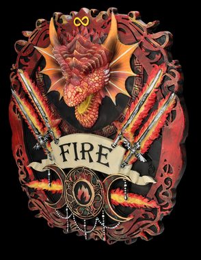 Figuren Shop GmbH Wanddekoobjekt Wandrelief Anne Stokes - Drache Element Feuer - Fantasy Wanddeko Eleme