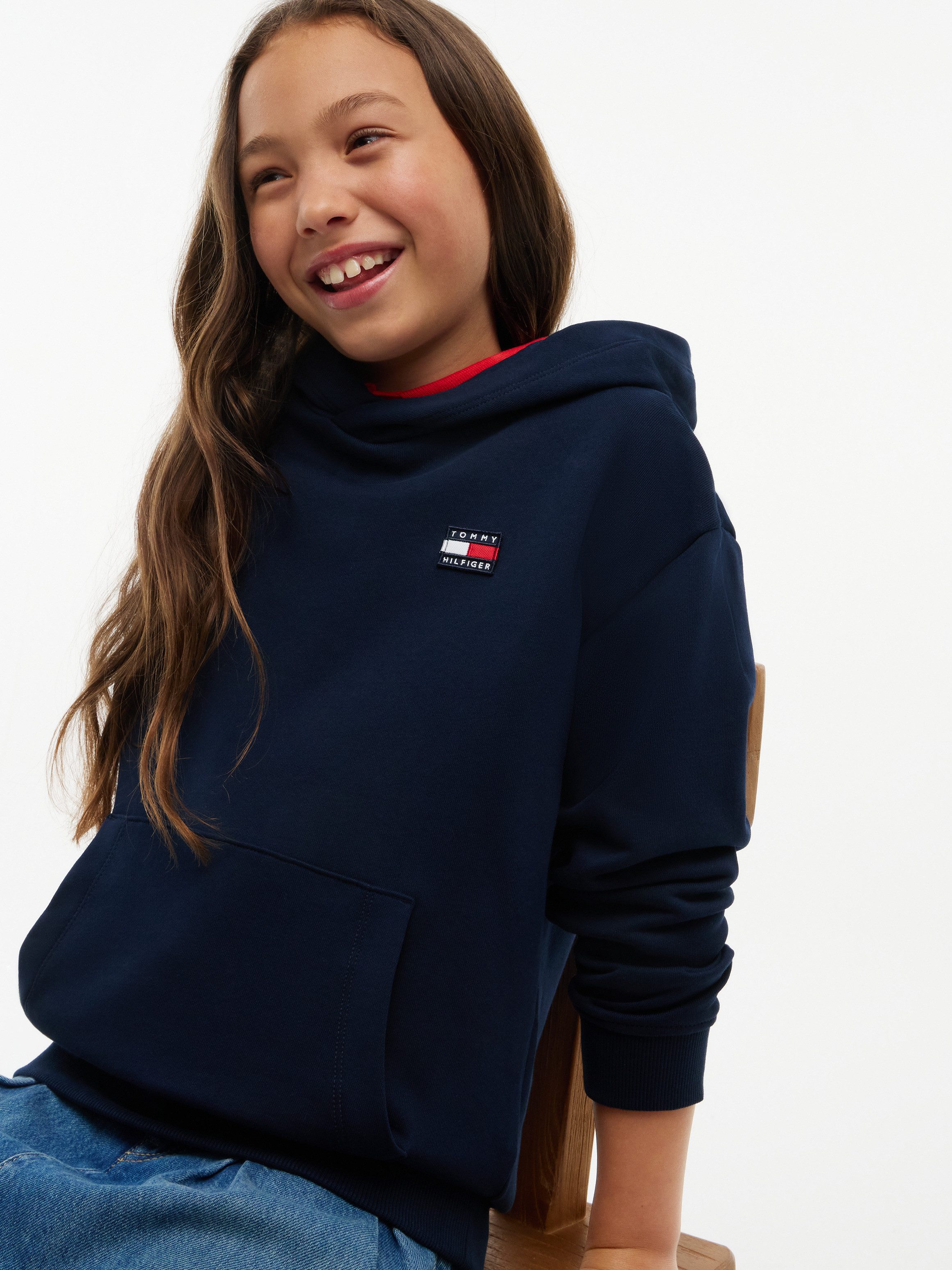 Tommy Hilfiger Kapuzensweatshirt Kängurutasche, reine Baumwolle, Kinder bis 16 Jahre