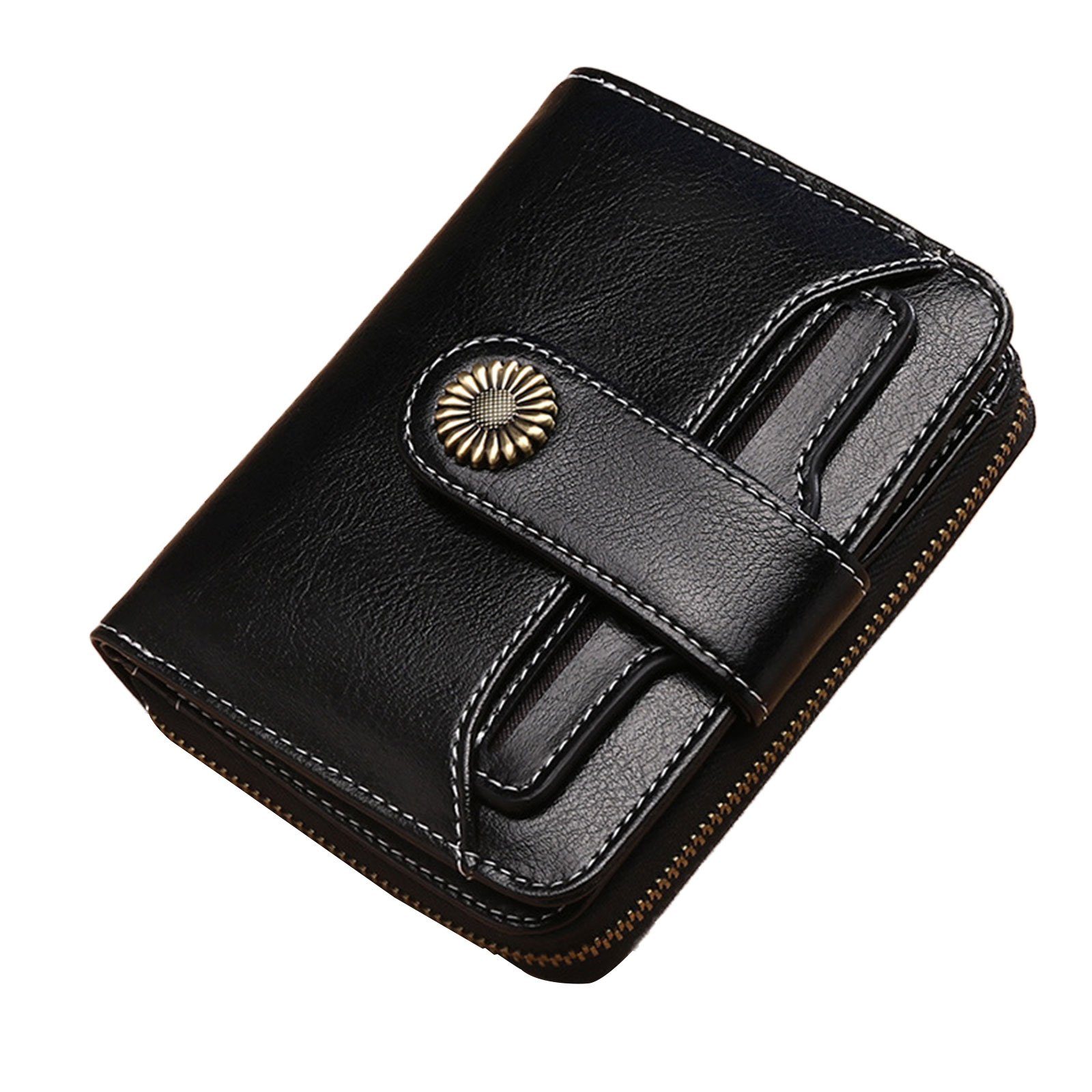 REDOM Geldbörse Damen Slim 13 Wallet, RFID-Schutz Handtasche Geld Schwarz 10 2 mit Portemonnaie mit Kurz Münzfach (Frauen cm x Kartenfächer, Portmonee Weich Leder Geldbeutel Beutel Kreditkartenetui, 8 mit NFC x Kartenetui, Brieftasche Ledergeldbörse Münzfach)