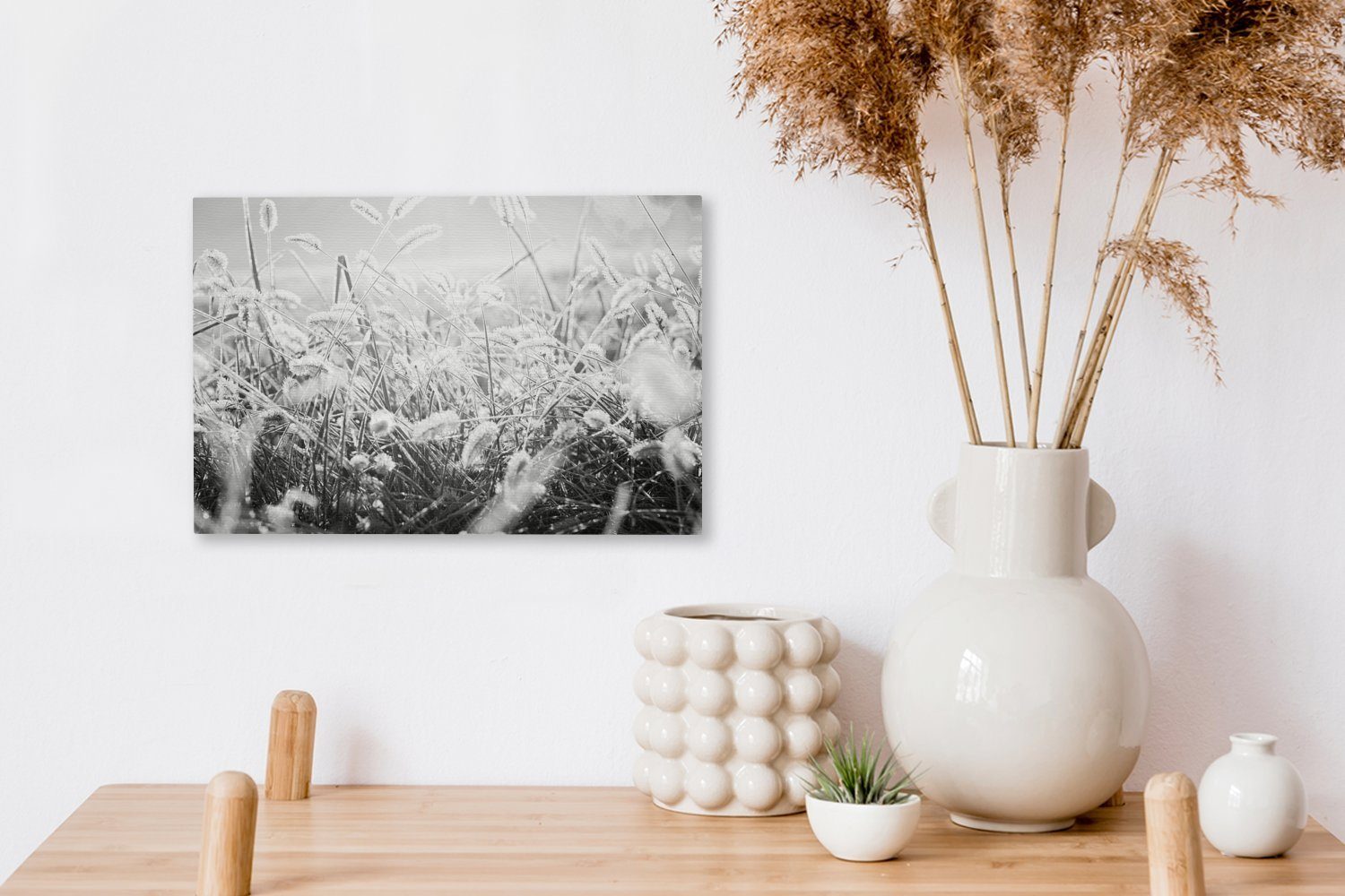 OneMillionCanvasses® Leinwandbild Winter Weiß, Wanddeko, St), (1 Schwarz Wandbild 30x20 cm Eiscreme Leinwandbilder, Aufhängefertig, - - 