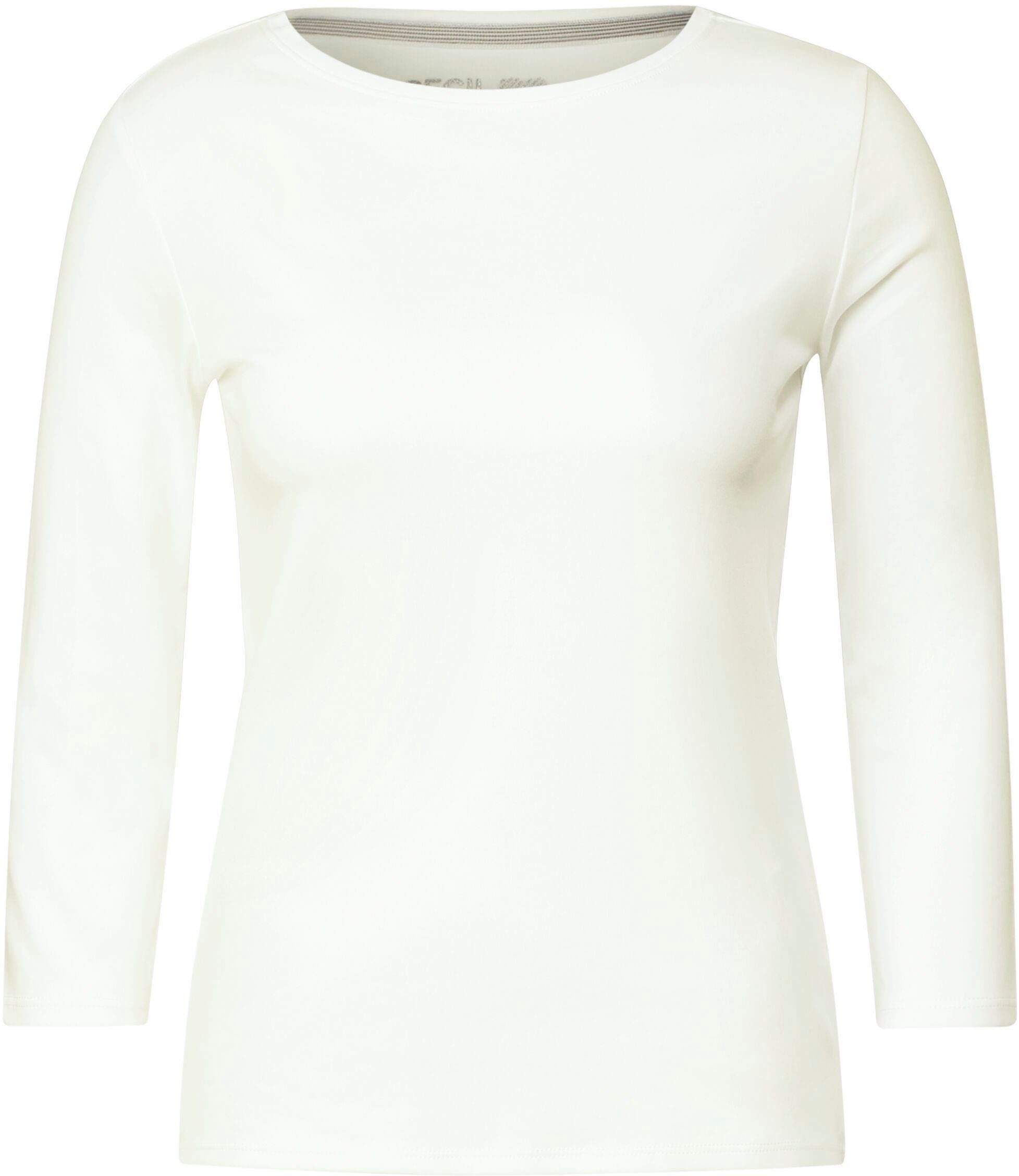 Ausschnitt white Cecil mit vanilla hohem 3/4-Arm-Shirt