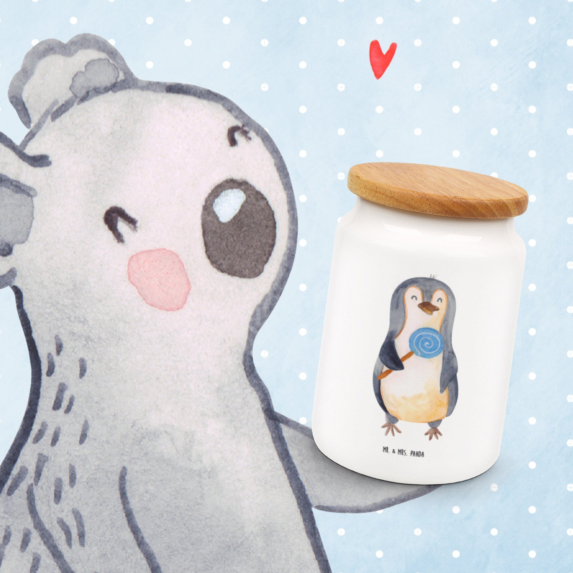 Pinguin Weiß Rebell, Geschenk, Rabauke, Panda Mrs. Keksdose, süß, - (1-tlg) - Kera, & Keramik, Lolli Vorratsdose Mr.