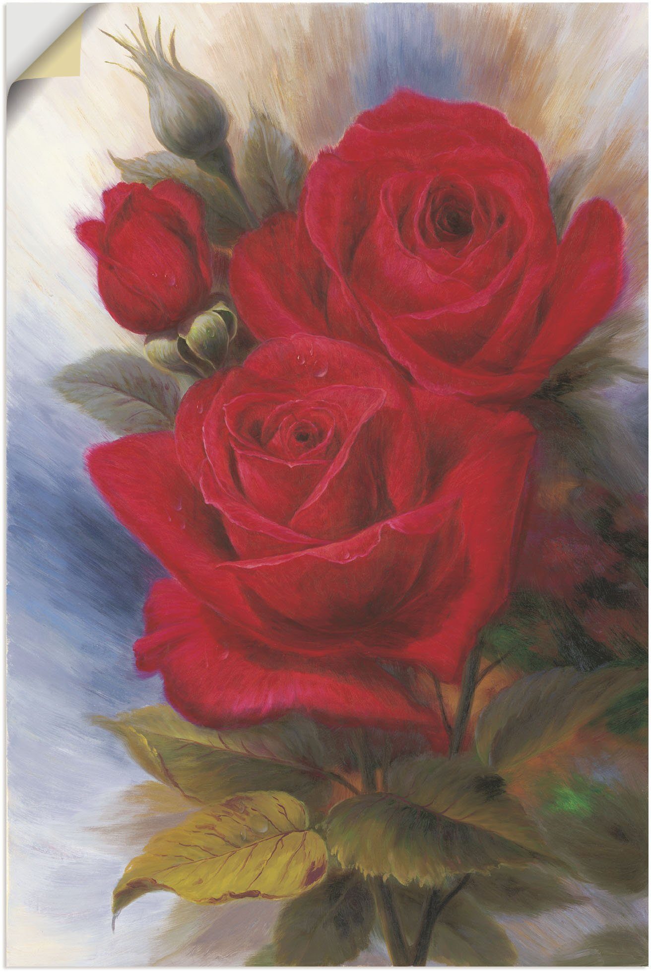 Poster in Rote Größen Wandbild oder Leinwandbild, I, Wandaufkleber Blumenbilder versch. Alubild, als (1 Artland Rosen St),