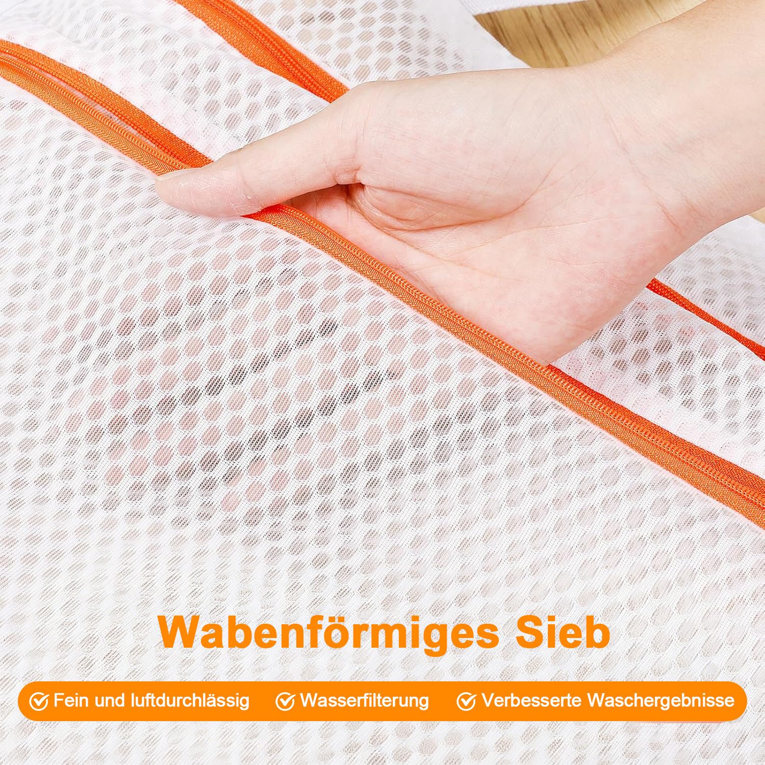 HEYHIPPO Wäschesack 3er Set Wäschesack mit Reißverschluss – doppellagig, für BH, Socken (Set, Wäscheschutzbeutel – Größen S/M/L, doppellagig, für Schonwäsche, w – Bild 5 von 5