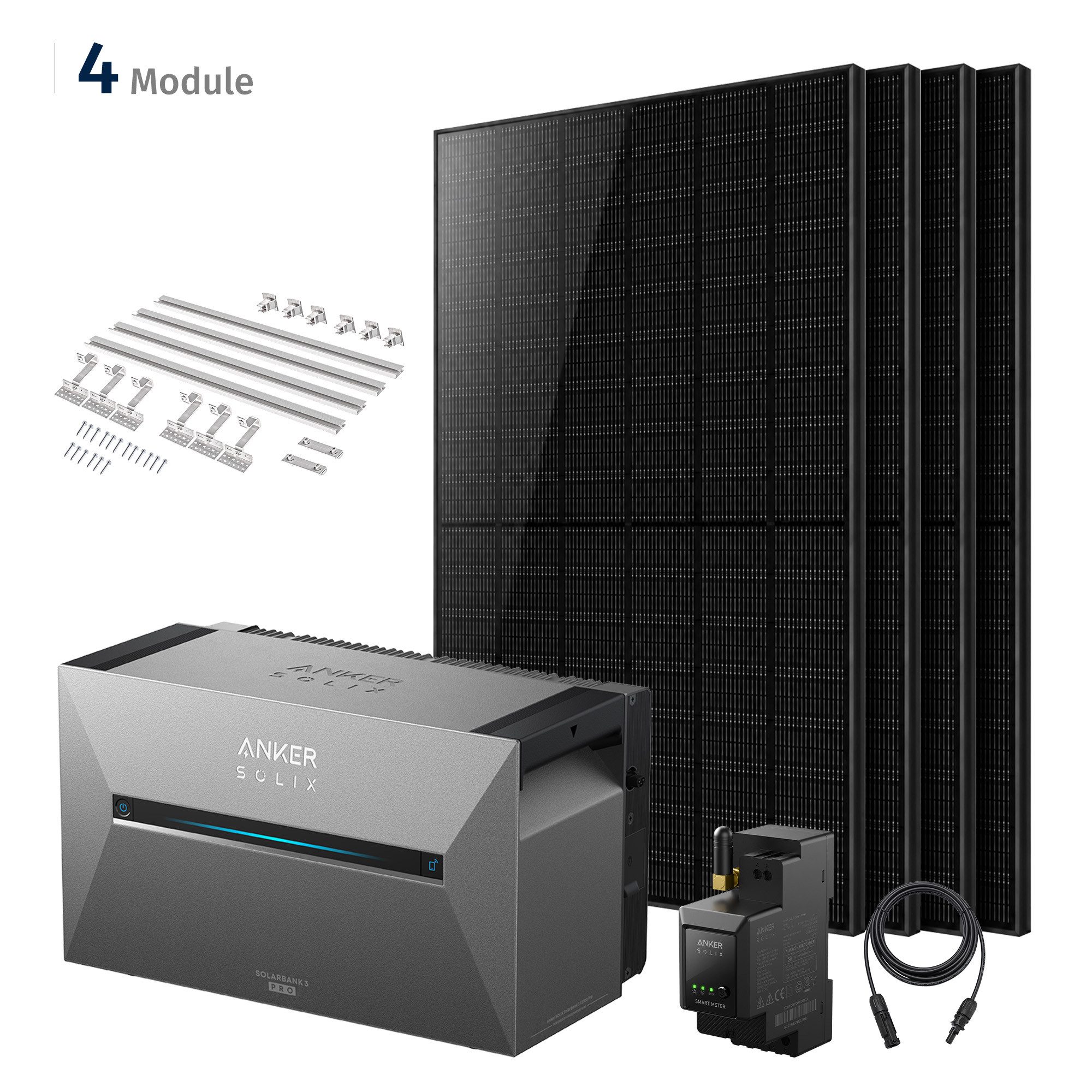 SolarMars Balkonkraftwerk 2000W mit Speicher inkl. Anker Solix Solarbank 2/3/4 Pro