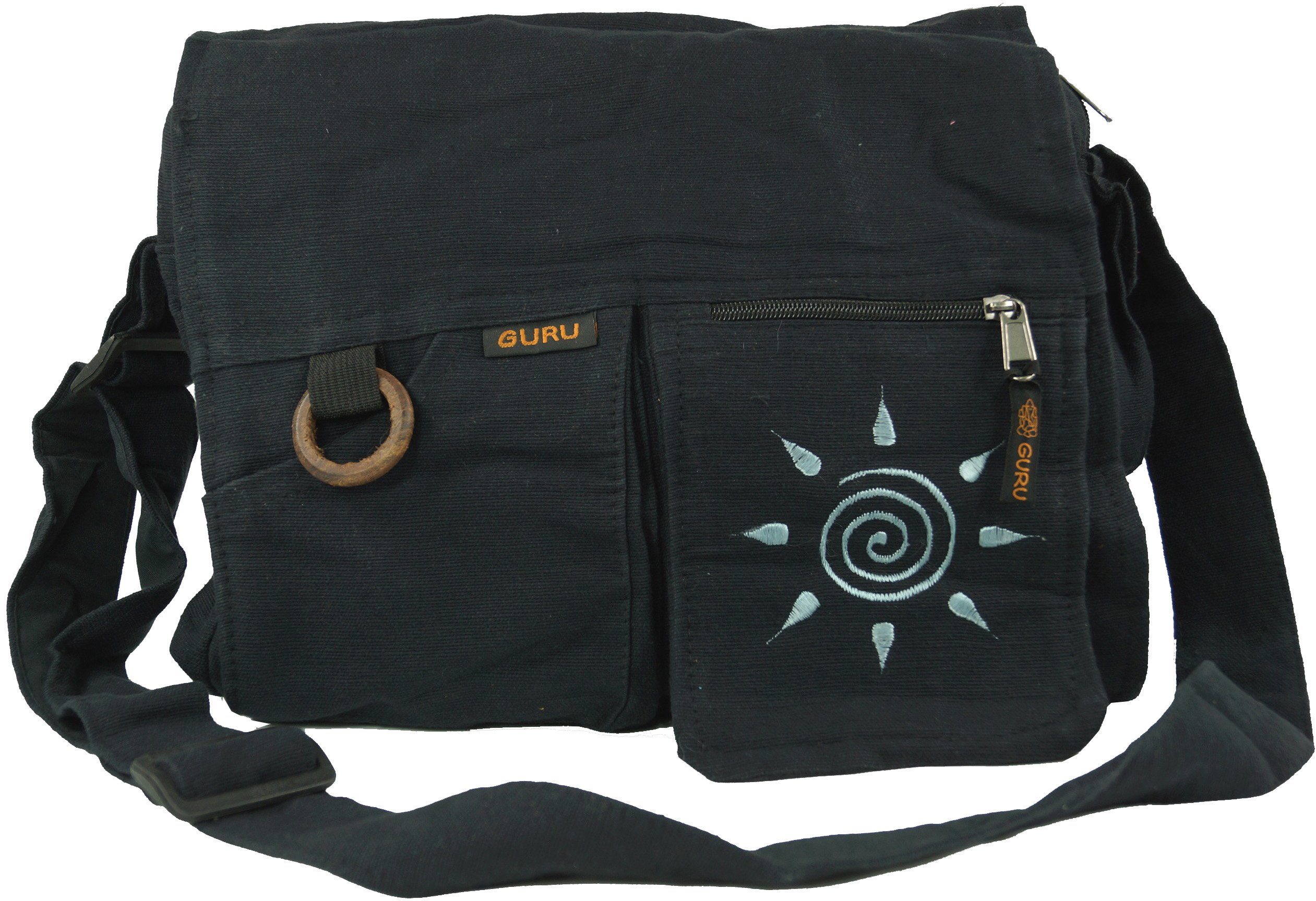 Guru-Shop Schultertasche Schultertasche, Hippie Tasche Sonne - schwarz günstig online kaufen
