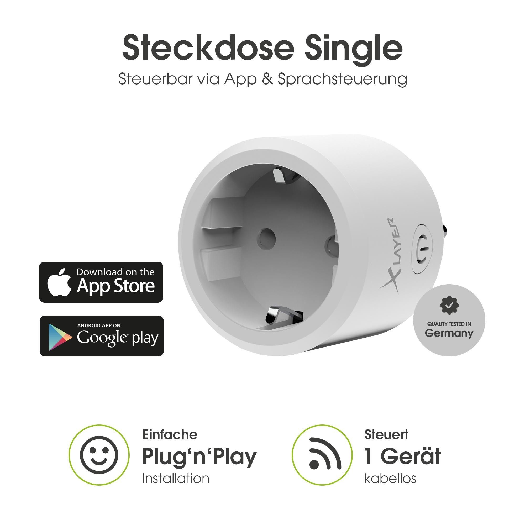 WLAN-Steckdose WLAN XLayer Smart Echo Single Weiß
