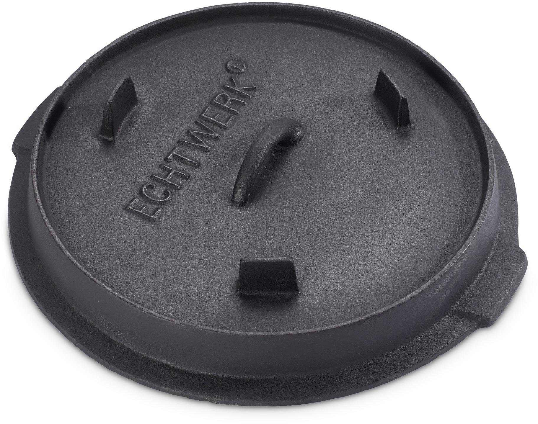 ECHTWERK Schmortopf Dutch Oven, Gusseisen (1-tlg), Feuertopf, Gusseisen BBQ Kochtopf, bereits eingebrannt, 7,6 Liter