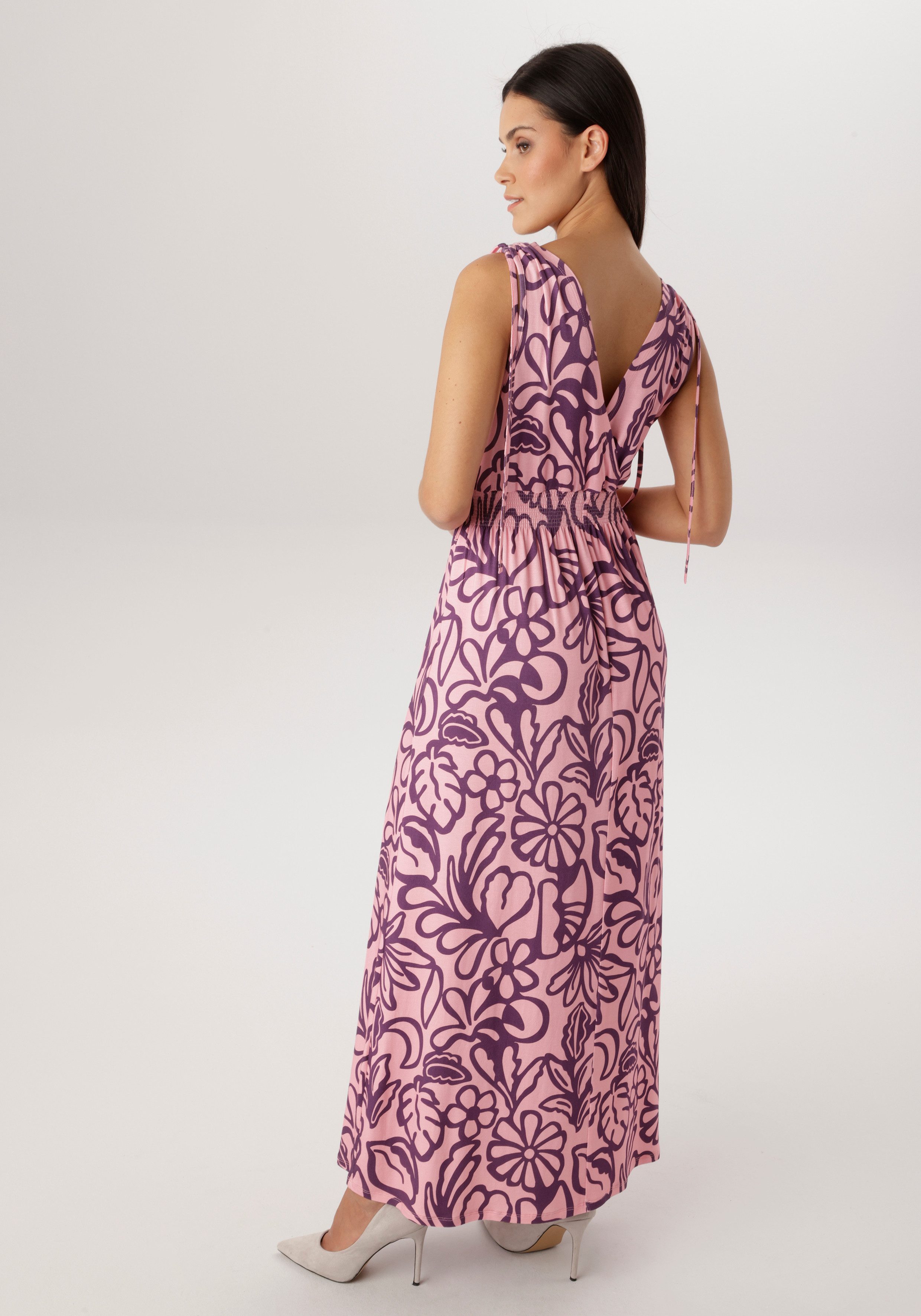 Aniston SELECTED Sommerkleid mit breiten Trägern zum Raffen - NEUE KOLLEKTION