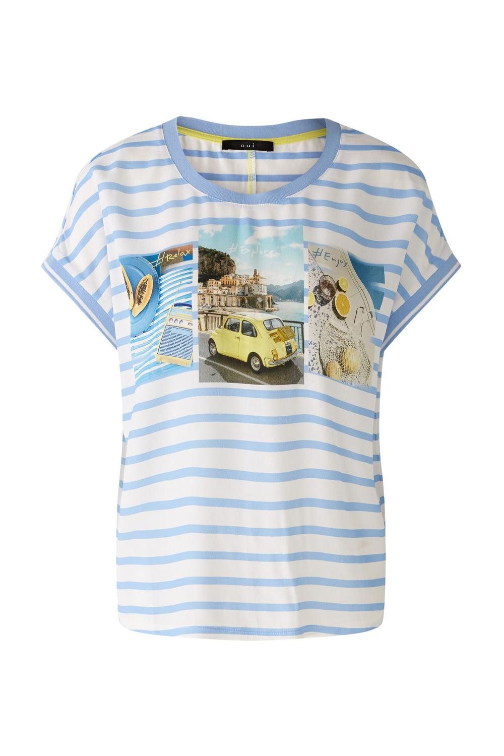 Oui Blusenshirt Blusenshirt, offwhite blue