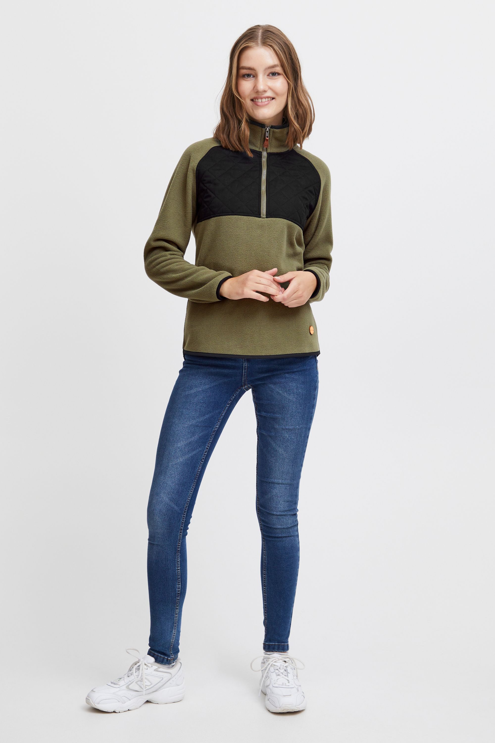 OXMO Sweatshirt OXMalita Fleece Troyer mit Stepp-Detail günstig online kaufen