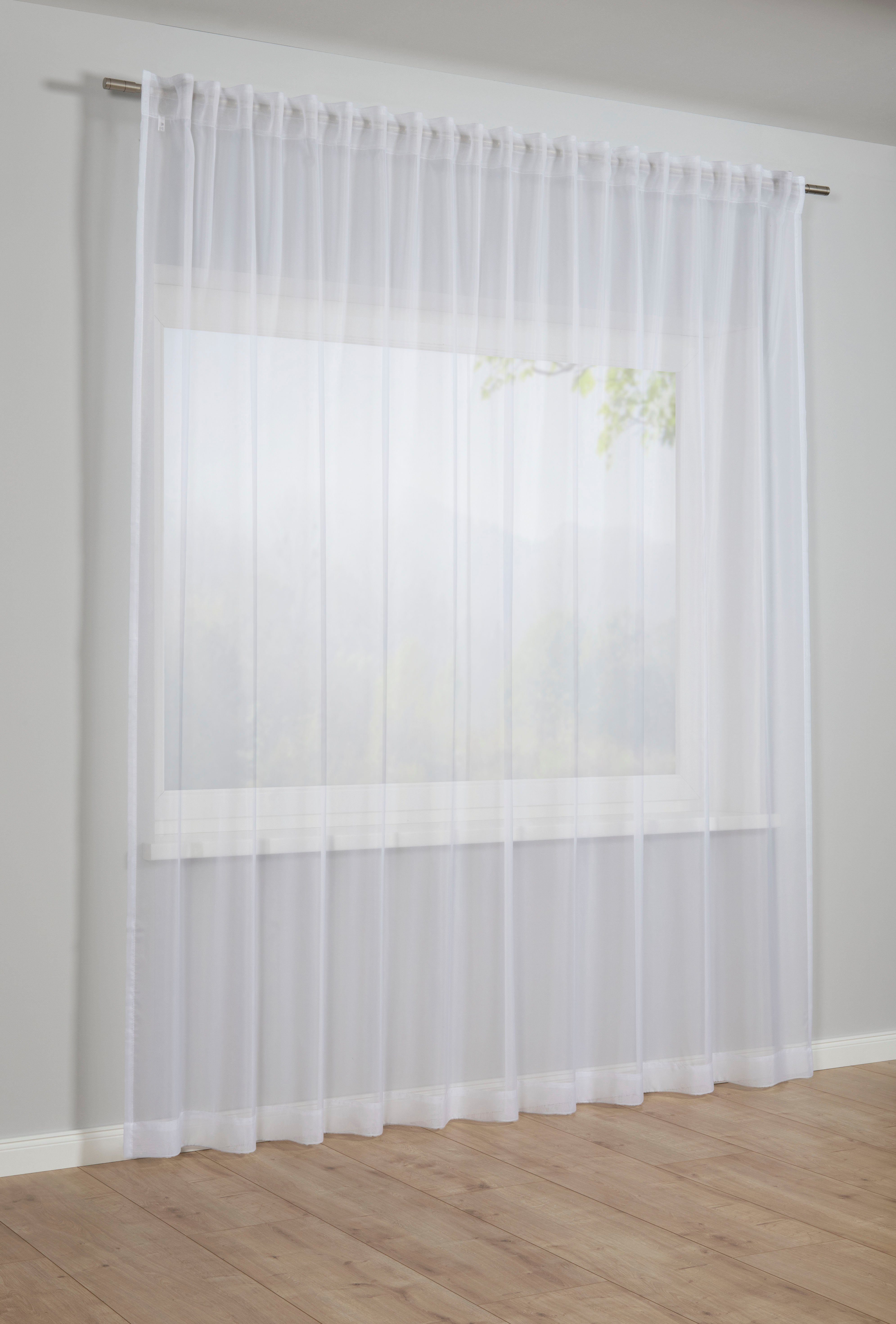 GARDINIA Gardine Schal mit Gardinenband Voile Uni (1 St), verdeckte Schlauf günstig online kaufen