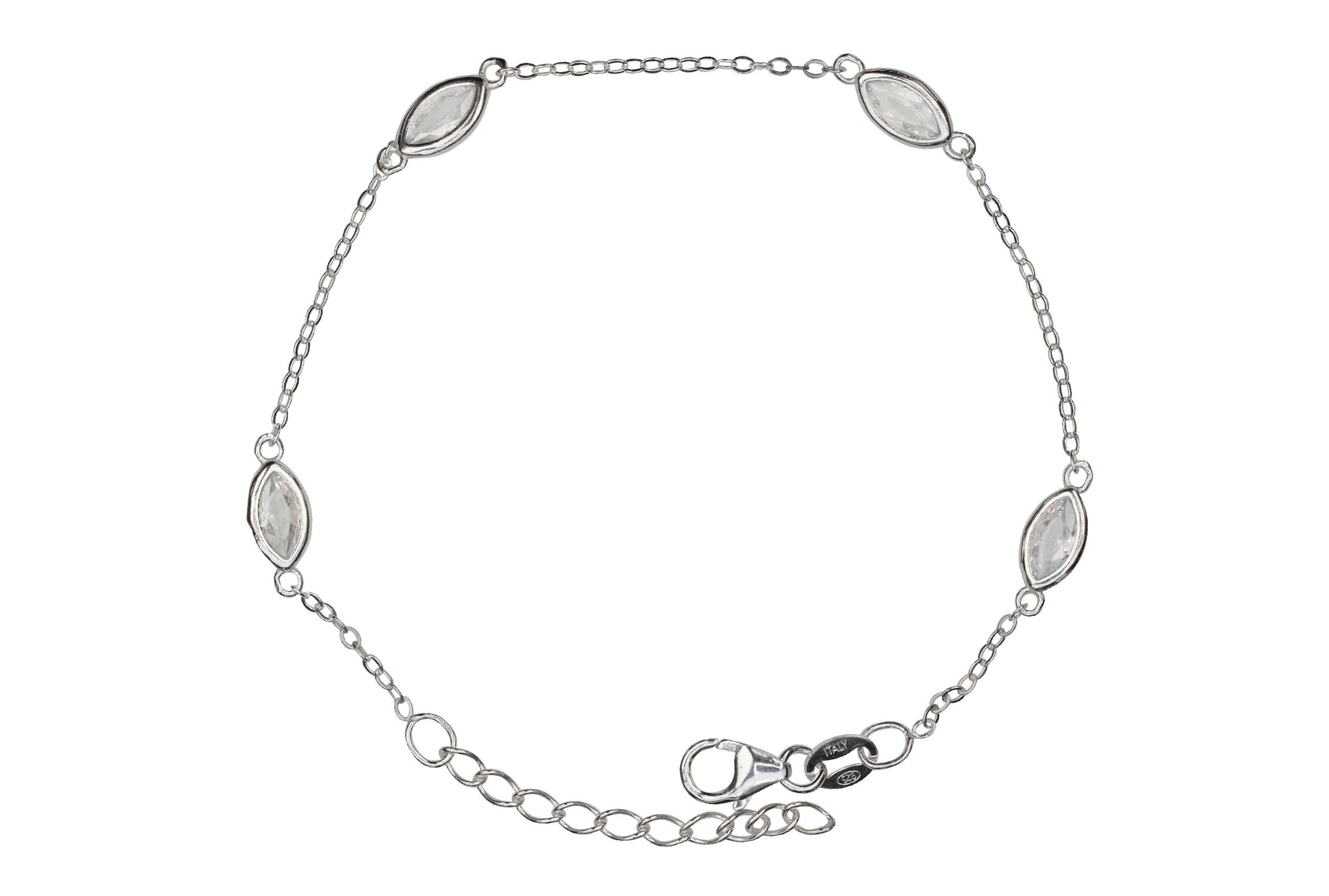 SILBERMOOS Silberarmband Feines Forzatina-Armband mit weißen Zirkonia-Steinen, 925 Sterling Silber