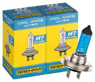 BREHMA KFZ-Ersatzleuchte 2x BREHMA H7 Cool White Ultra CWU Xenon Look Optik Autolampe 12V 55W P