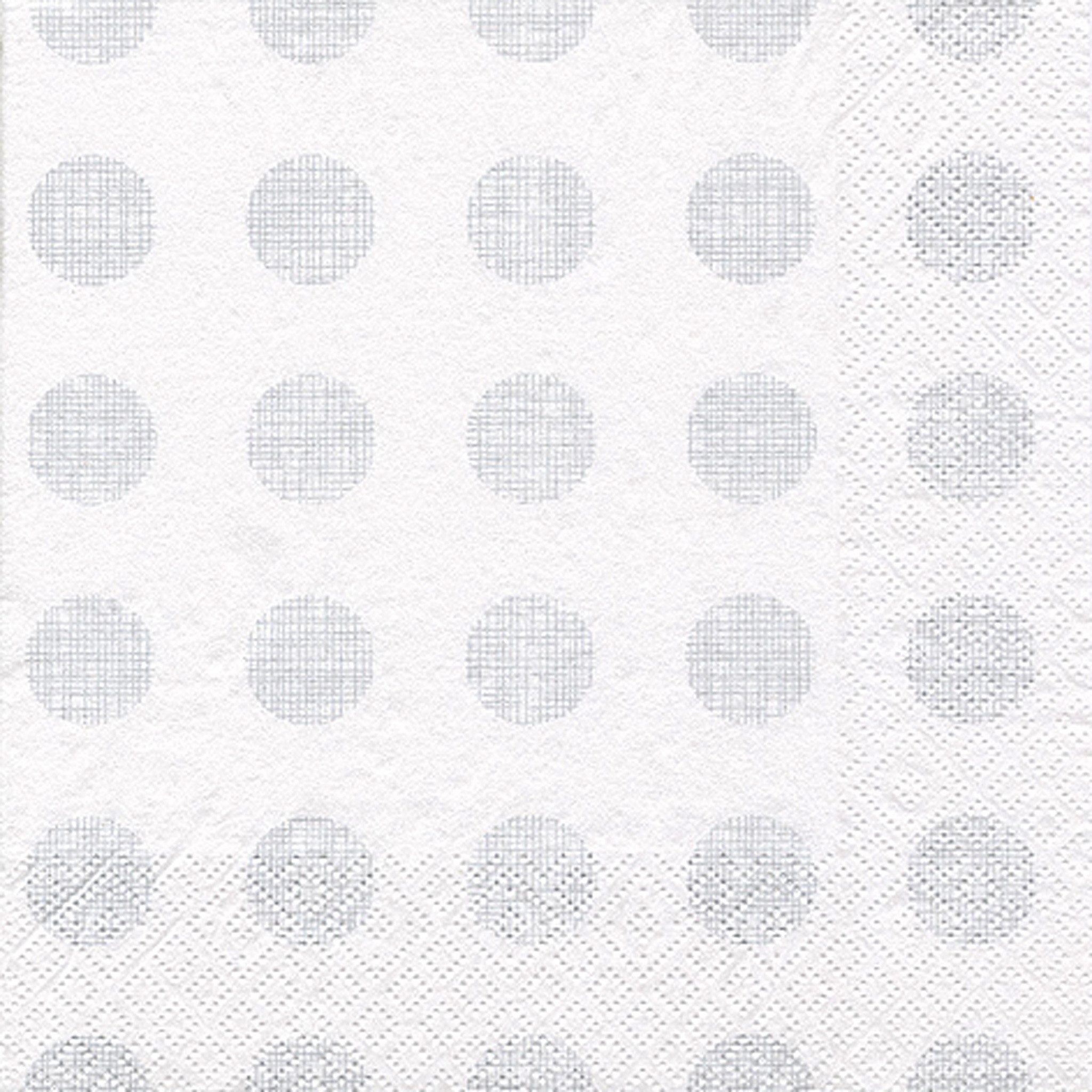 ti-flair Papierserviette, Servietten Papier 33x33cm mit Punkten 20 Stück Weiß / Silber