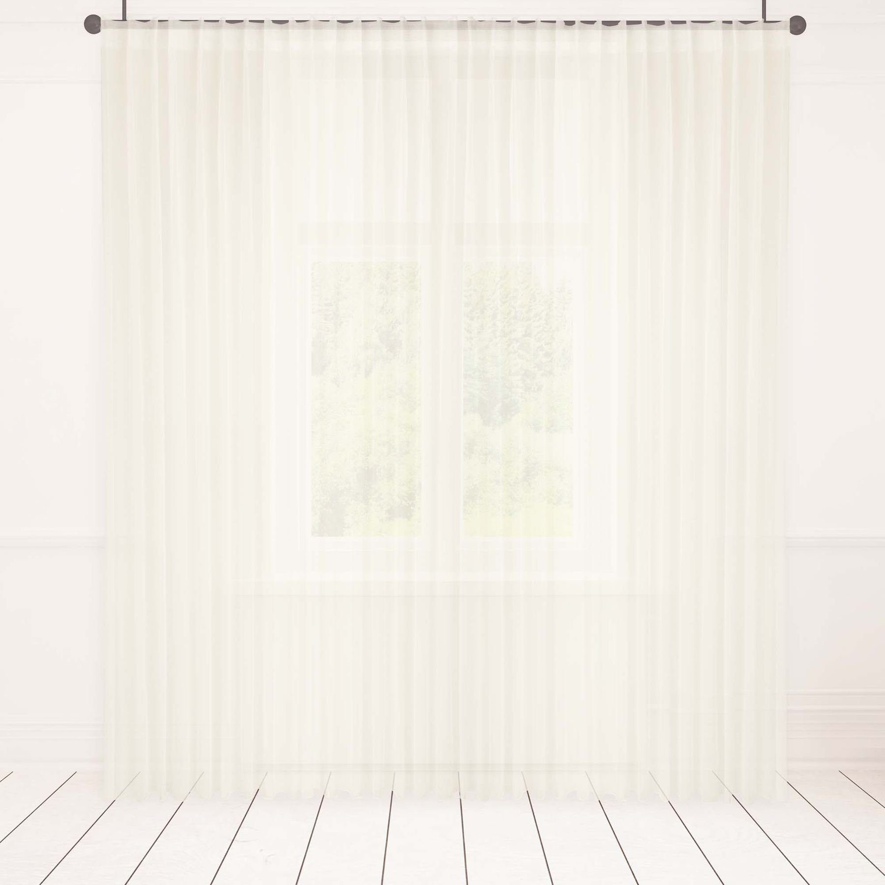 Asphald Gardine Warmweiss Voile 1:2,5 1er Faltenband 90mm (1 St), Faltenband, transparent, St.Br 200cm f.Breite 80cm