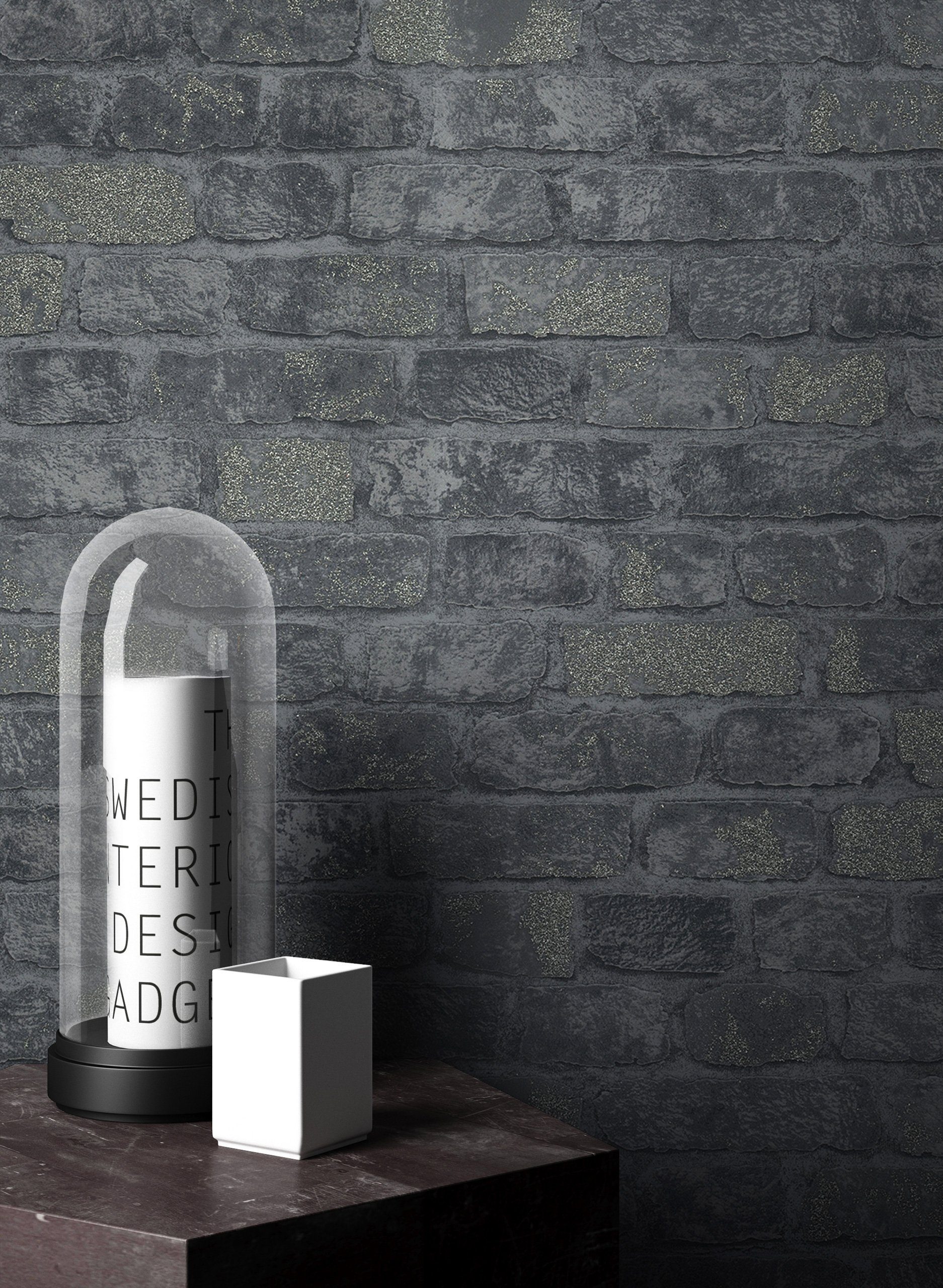 Newroom Vliestapete, Schwarz Tapete Industrial 3D-Optik günstig online kaufen