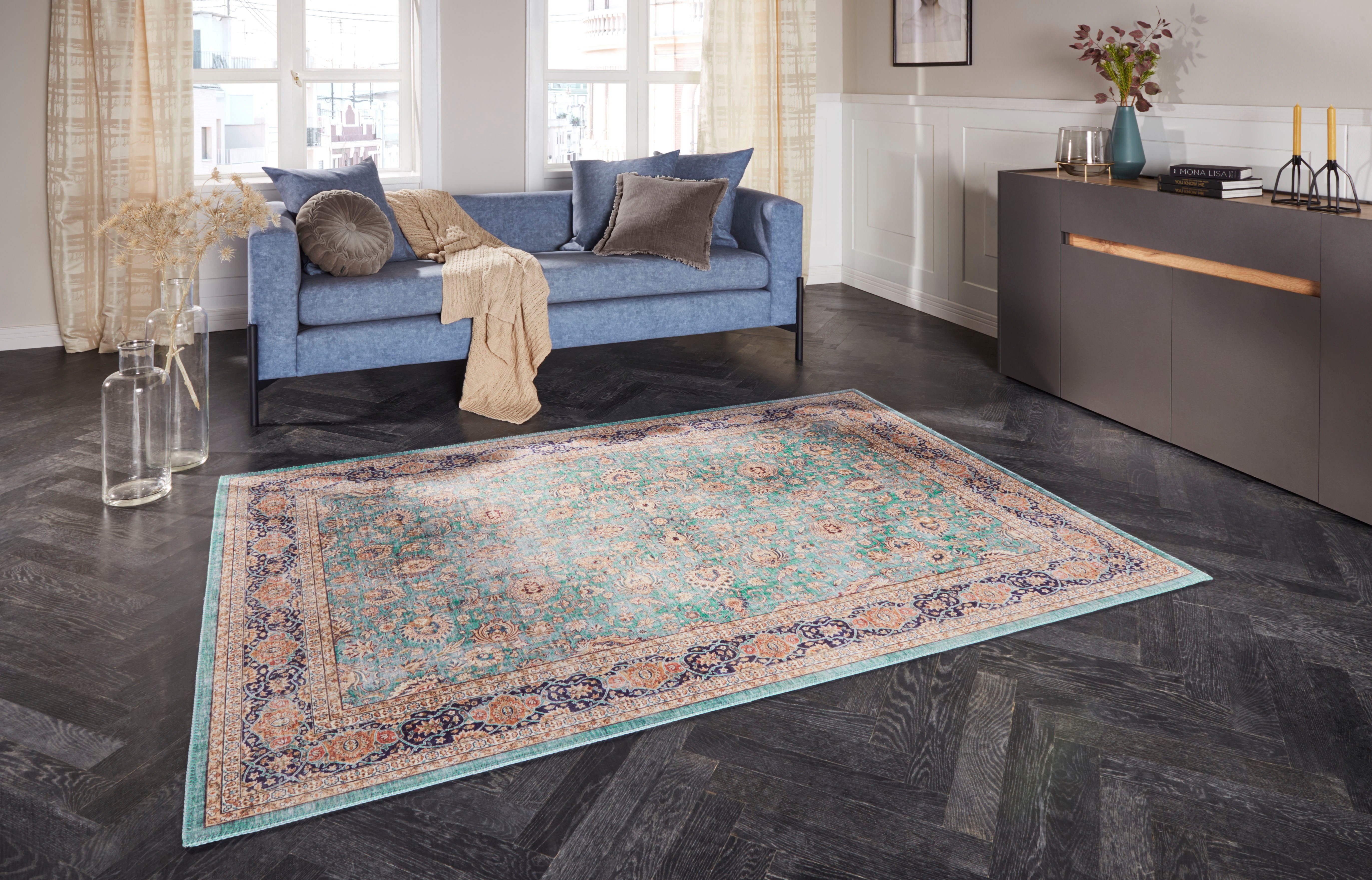 ELLE DECORATION Teppich Keshan Maschad, rechteckig, Höhe: 5 mm, Orientalisch, Läufer, Kurzflor, Vintage, Wohnzimmer, Schlafzimmer