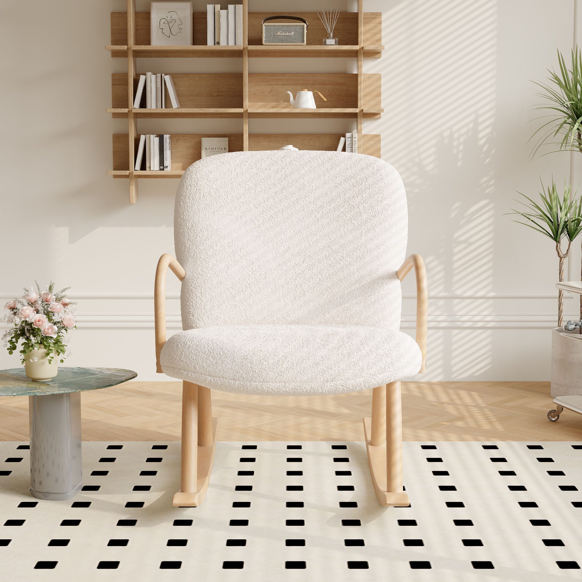 FUROKOY Schaukelstuhl Beige Stillsessel Relaxsessel Schaukelsessel günstig online kaufen