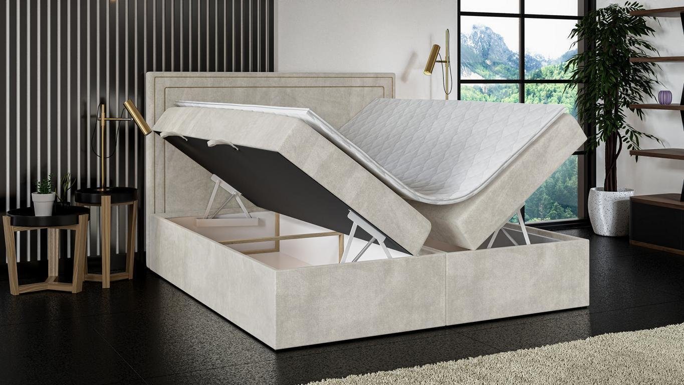 Design Luxus Europa Polster Boxspringbett JVmoebel Made Schlafzimmer Boxspringbett, Doppel in Bett Beige Modernes
