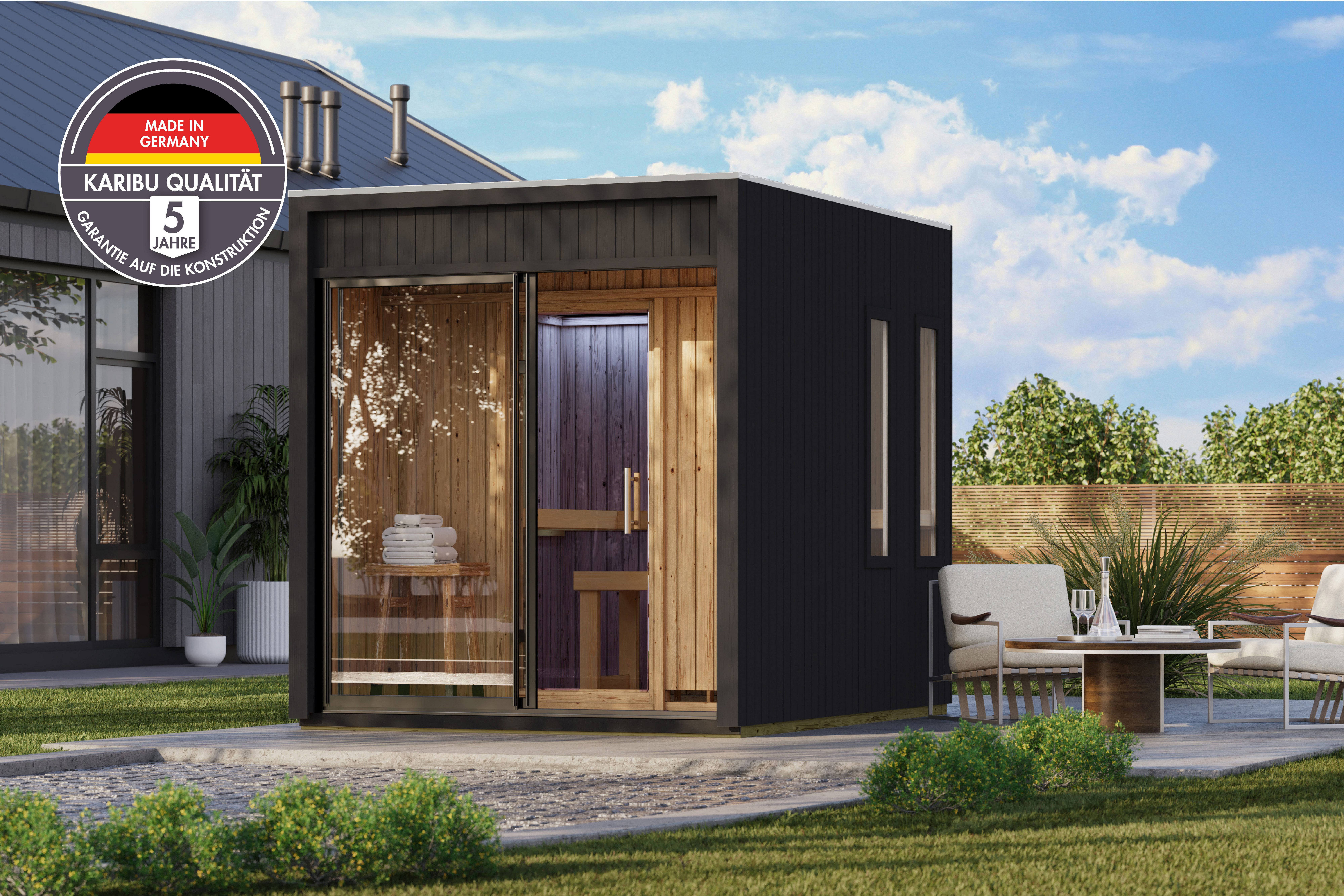 Karibu Saunahaus Danielo, BxTxH: 219,5 x 287,5 x 244 cm, 73 mm, verschiedene Varianten