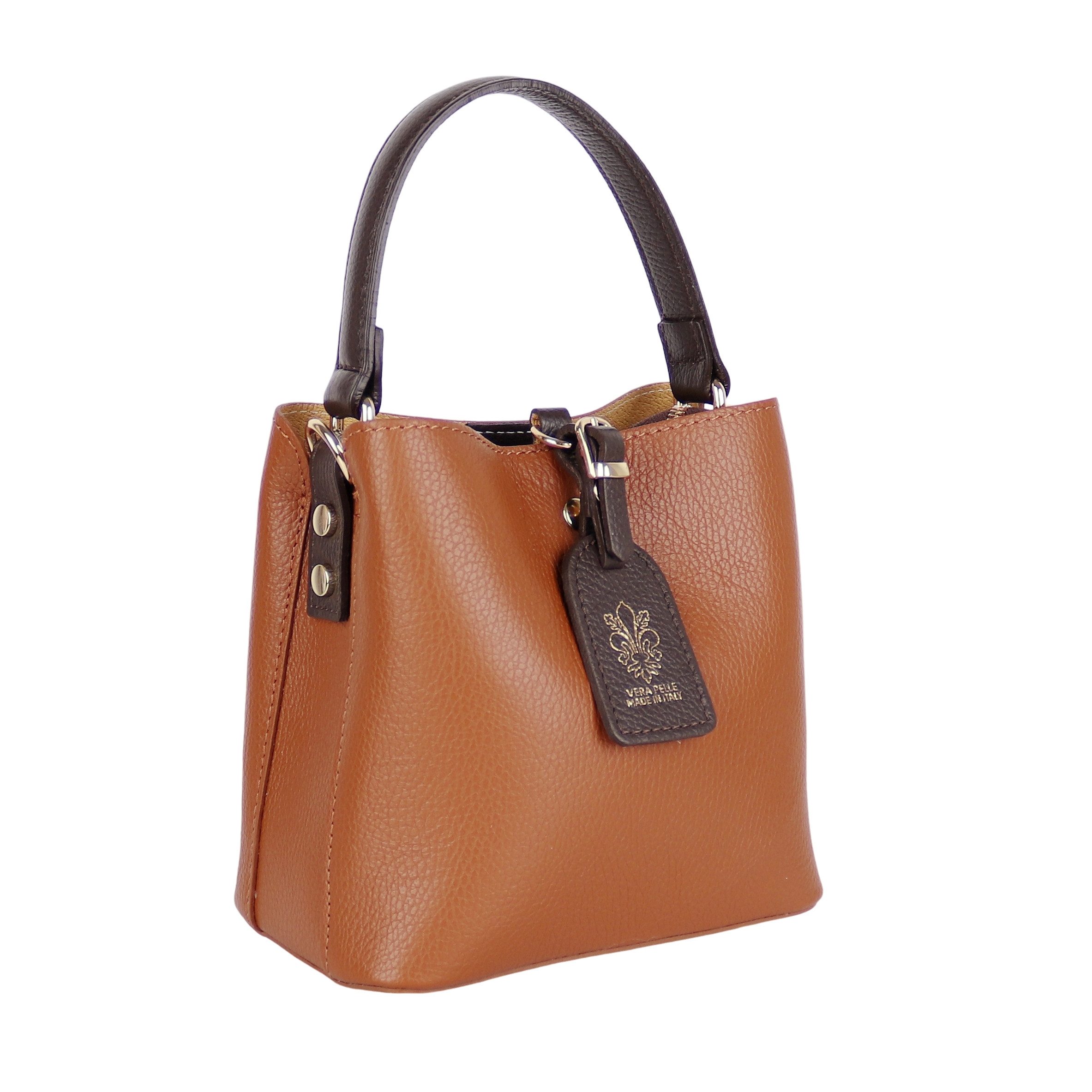 MIRROSI Henkeltasche Damen Umhängetasche Echtleder Made in Italy ca. 16x19x13cm, mit passendem Schulterriemen für vielseitigen Einsatz