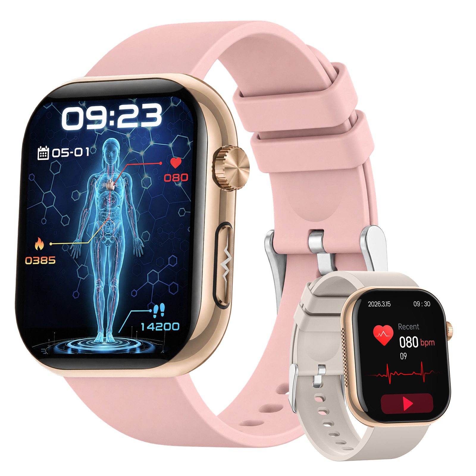 SWGOTA Smartwatch Damen Herren EKG+PPG/Blutdruck/SpO₂/BMI-Überwachung Smartwatch (1,97 Zoll), 2026 NEW Fitnessuhr mit …