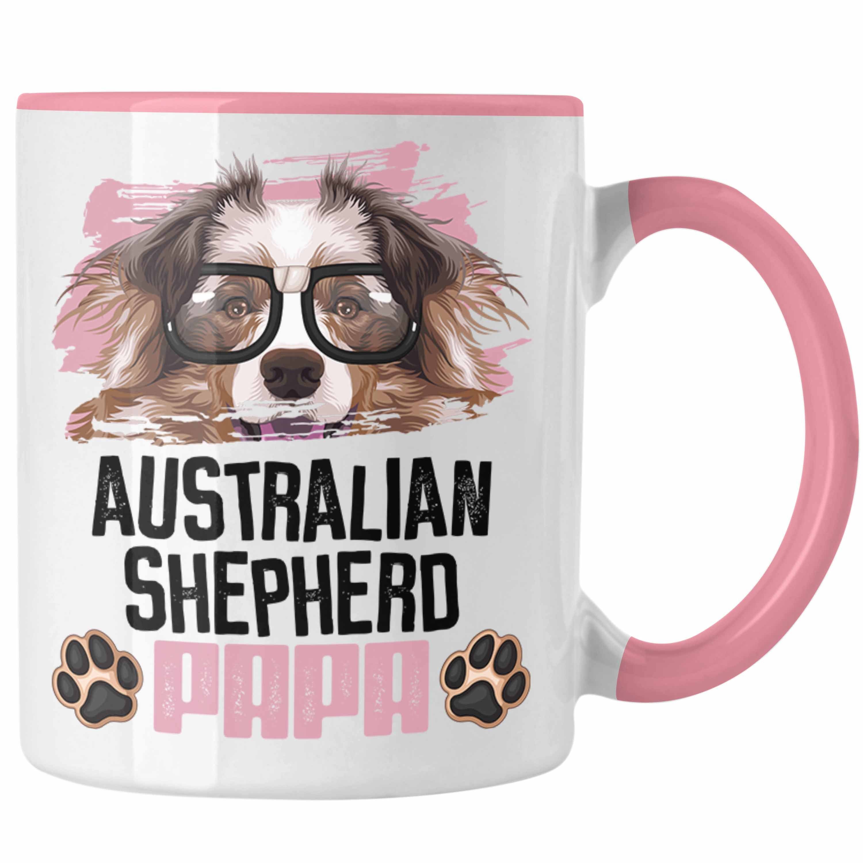 Trendation Tasse Australian Shepherd Papa Besitzer Tasse Geschenk Lustiger Spruch Gesch Rosa