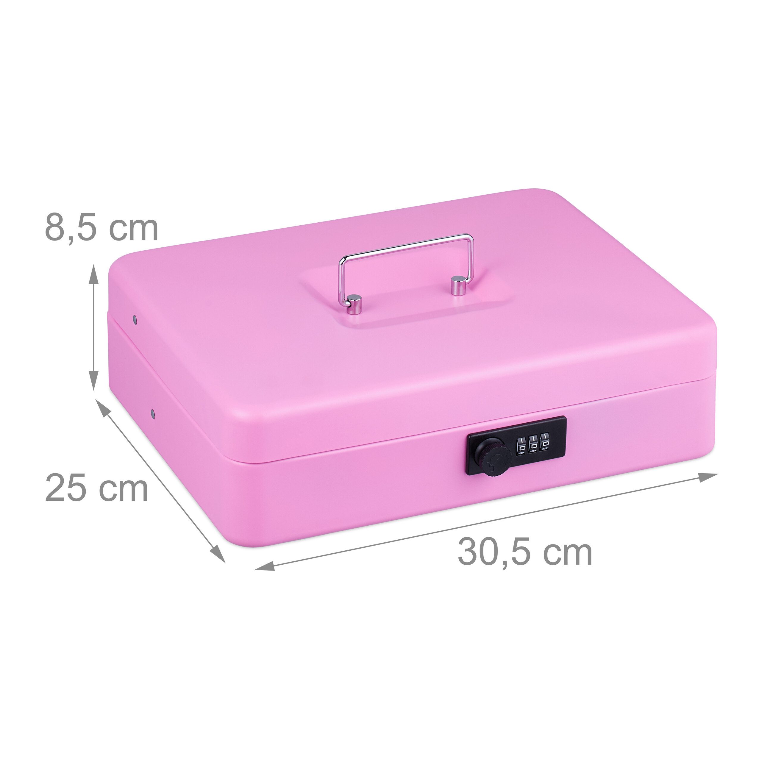 relaxdays Geldkassette Zahlenkombination Euro (1 St), Pink – Bild 4 von 5