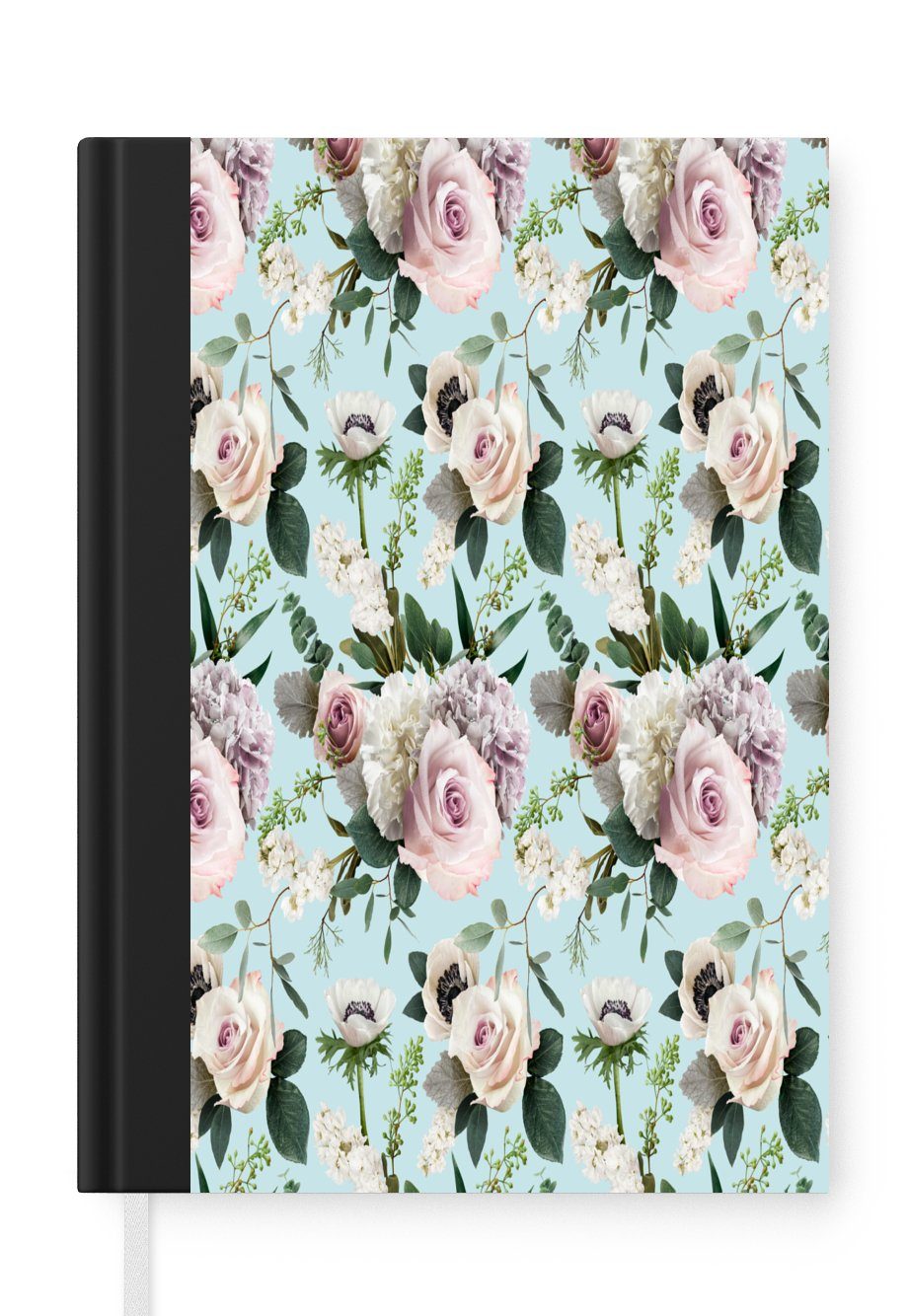 MuchoWow Notizbuch Blumen - Rosen - Pastell, Journal, Merkzettel, Tagebuch, Notizheft, A5, 98 Seiten, Haushaltsbuch