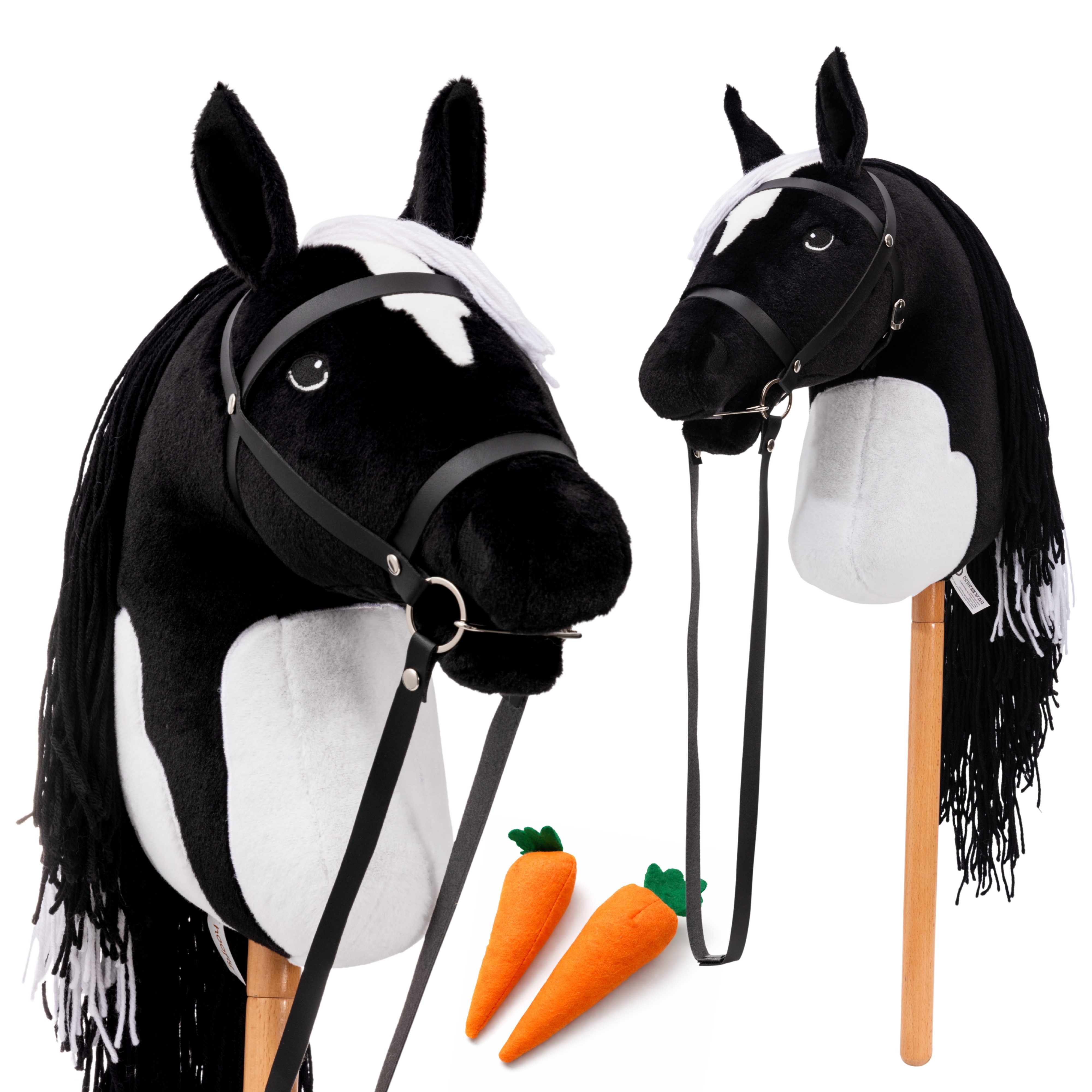 Hoofly Steckenpferd Hoofly® Hobby Horse Pferde Set mit Trense und Schraubstab in 4 Designs, (mit Trense & Schraubstab, hobby horsing, Stockpferd), Abschraubbarer Stab