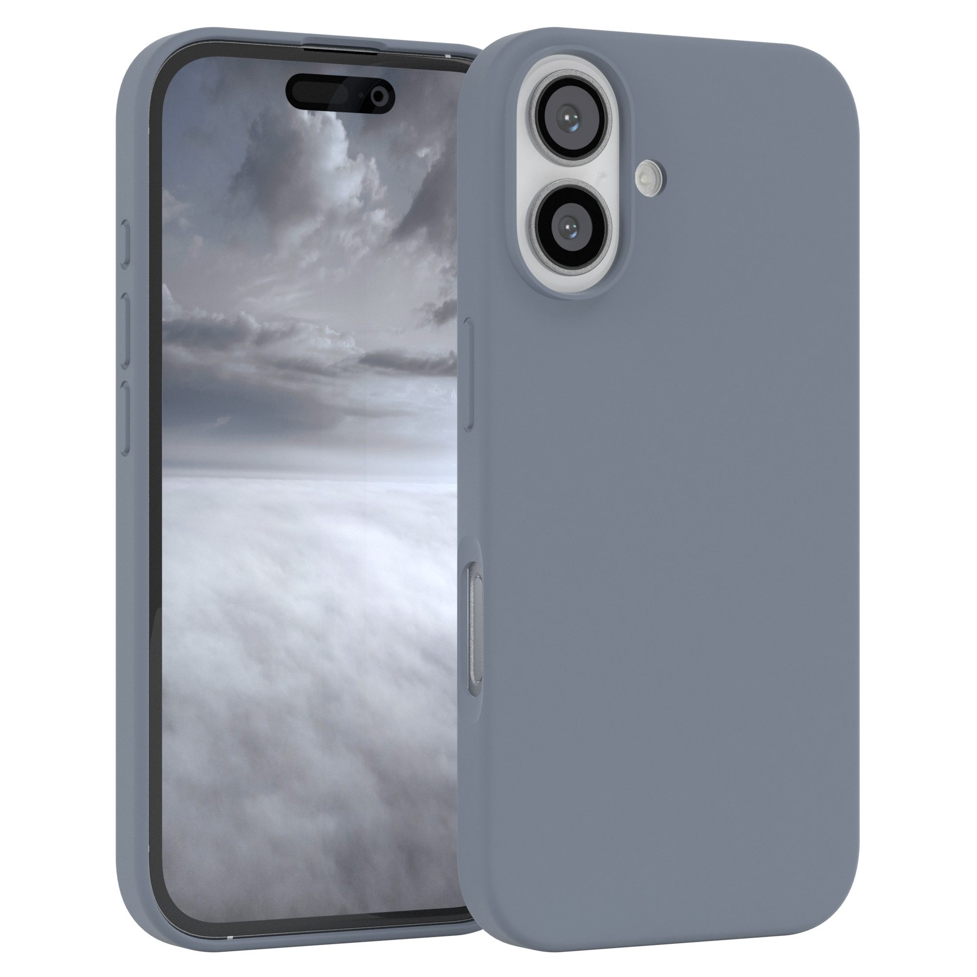 EAZY CASE Handyhülle Premium Silikon Case für Apple iPhone 16 6,1 Zoll, Silikonhülle Slimcover mit Displayschutz Etui Violett / Lila Lavendel