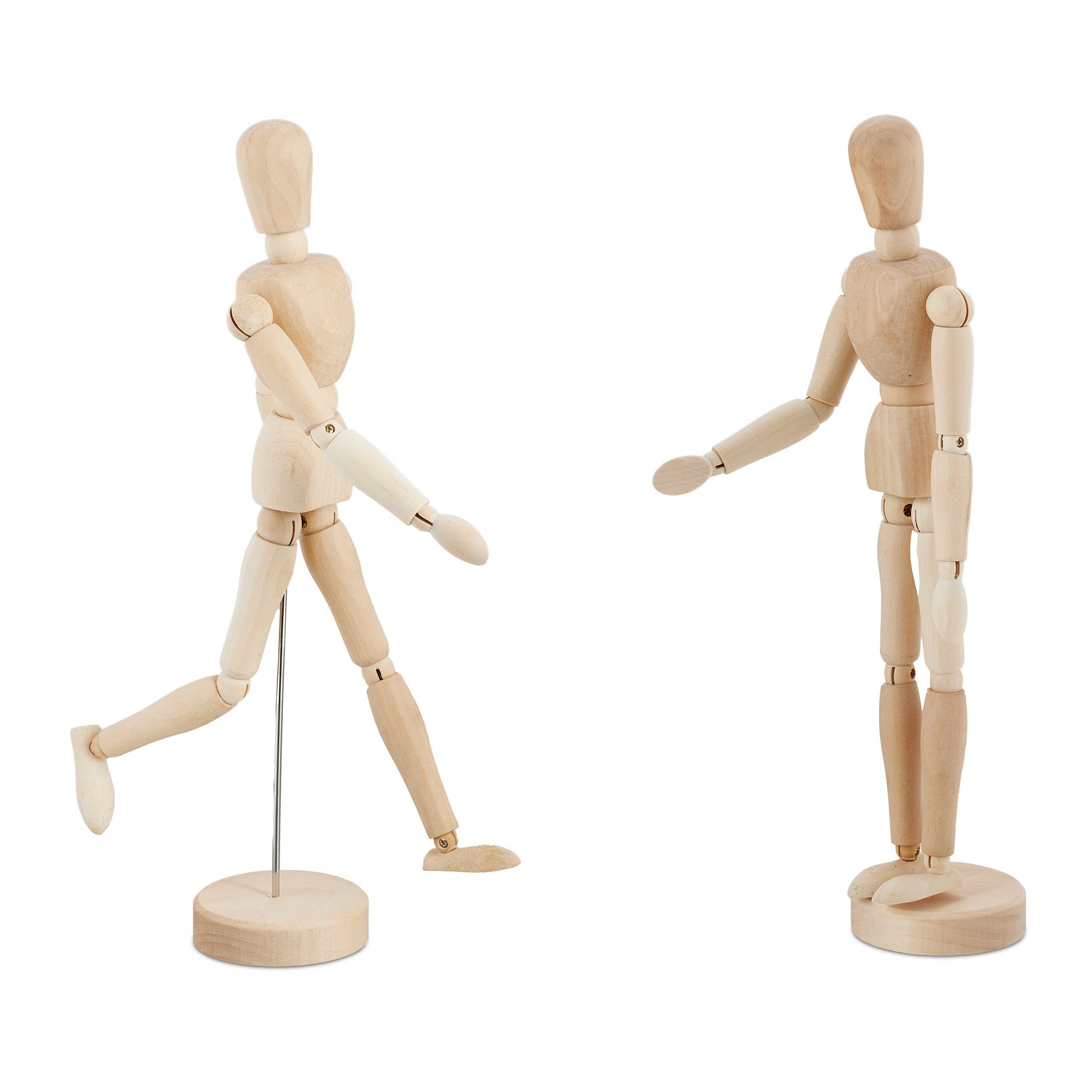 relaxdays Malvorlage 2er Set Gliederpuppe 30 cm