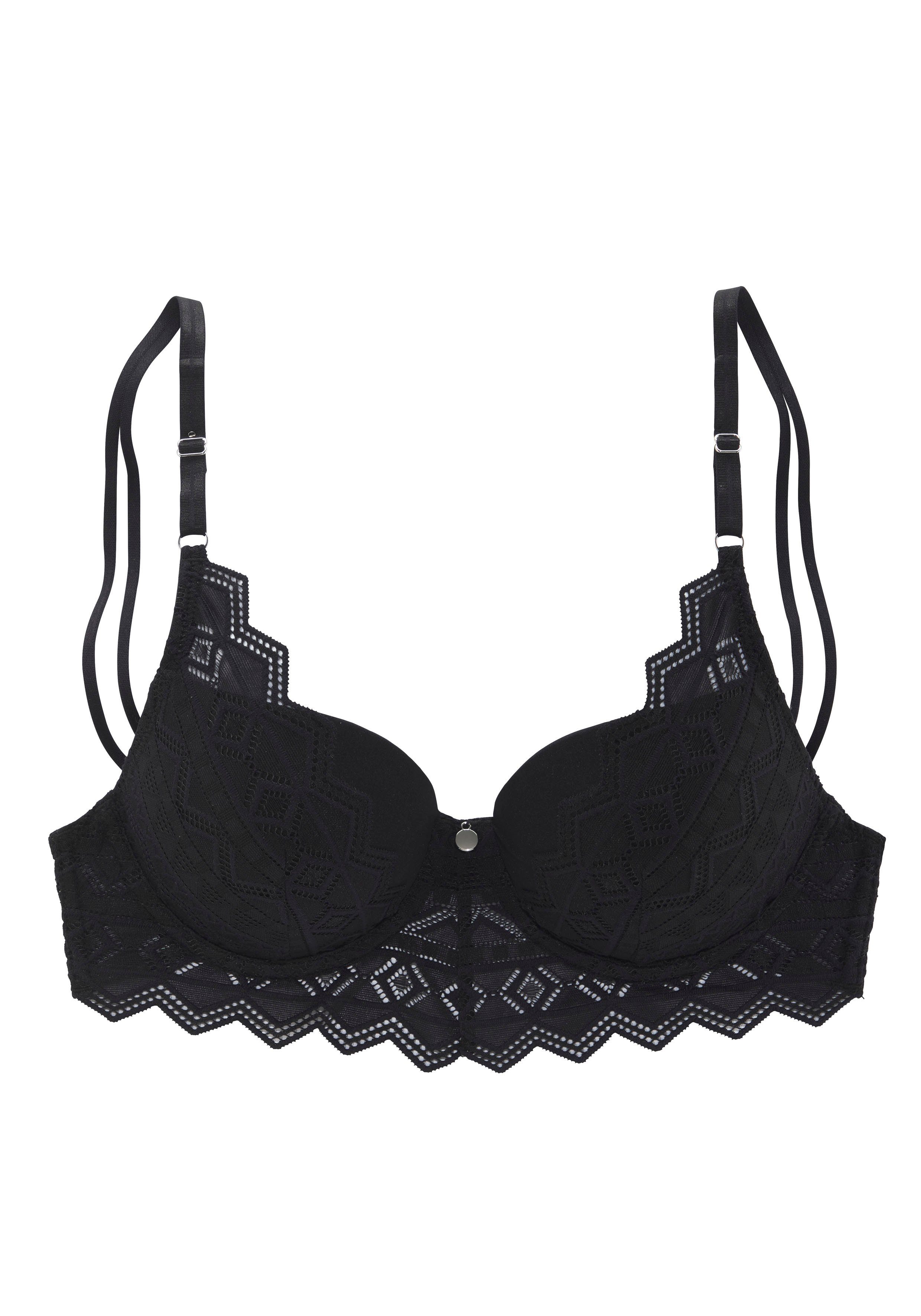 s.Oliver Push-up-BH Romane mit Bügel und graphischer Spitze in transparenter Optik, Dessous